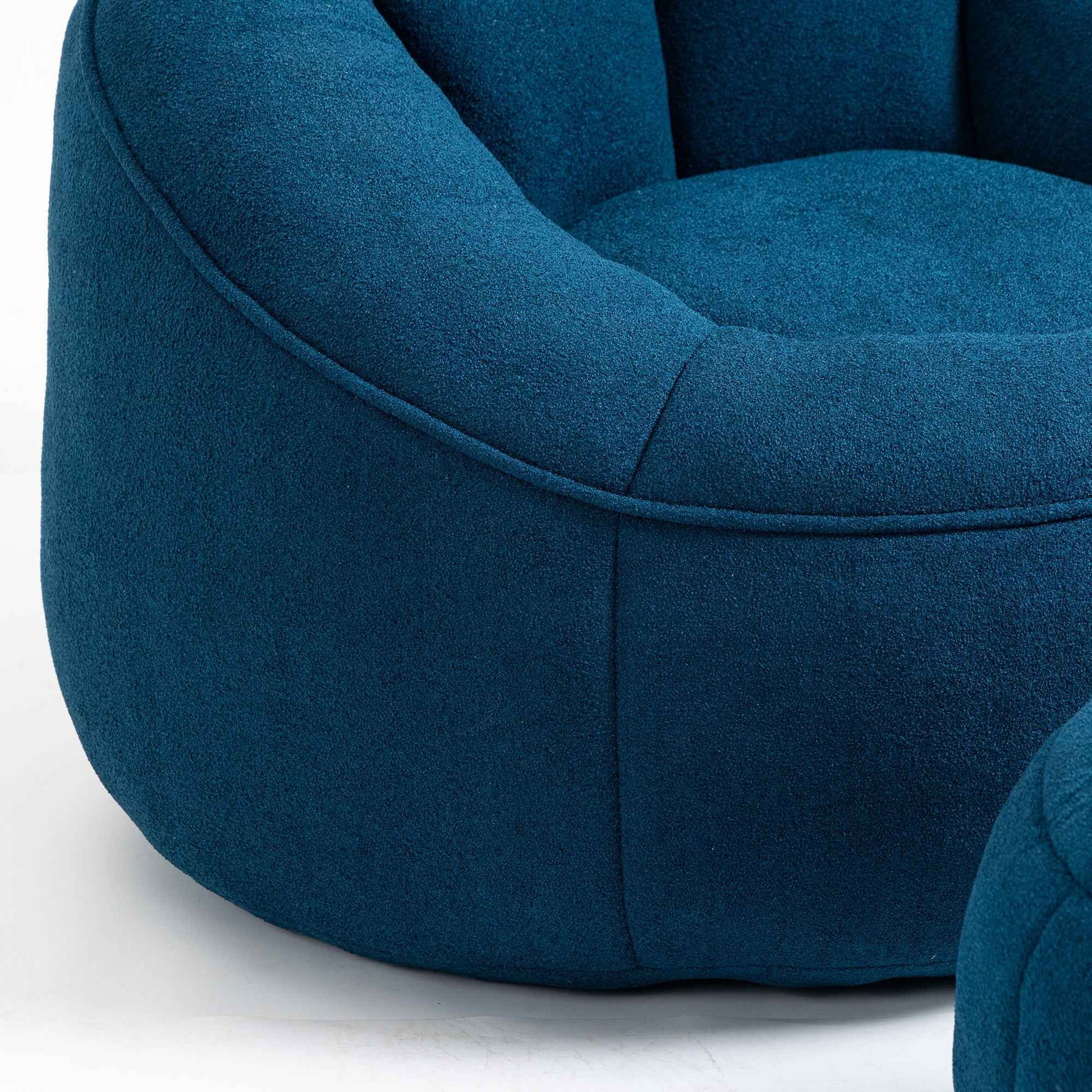 Bedding Bean Bag Sofa Chair with High-Pressure Foam and Footrest, Blue Microfiber