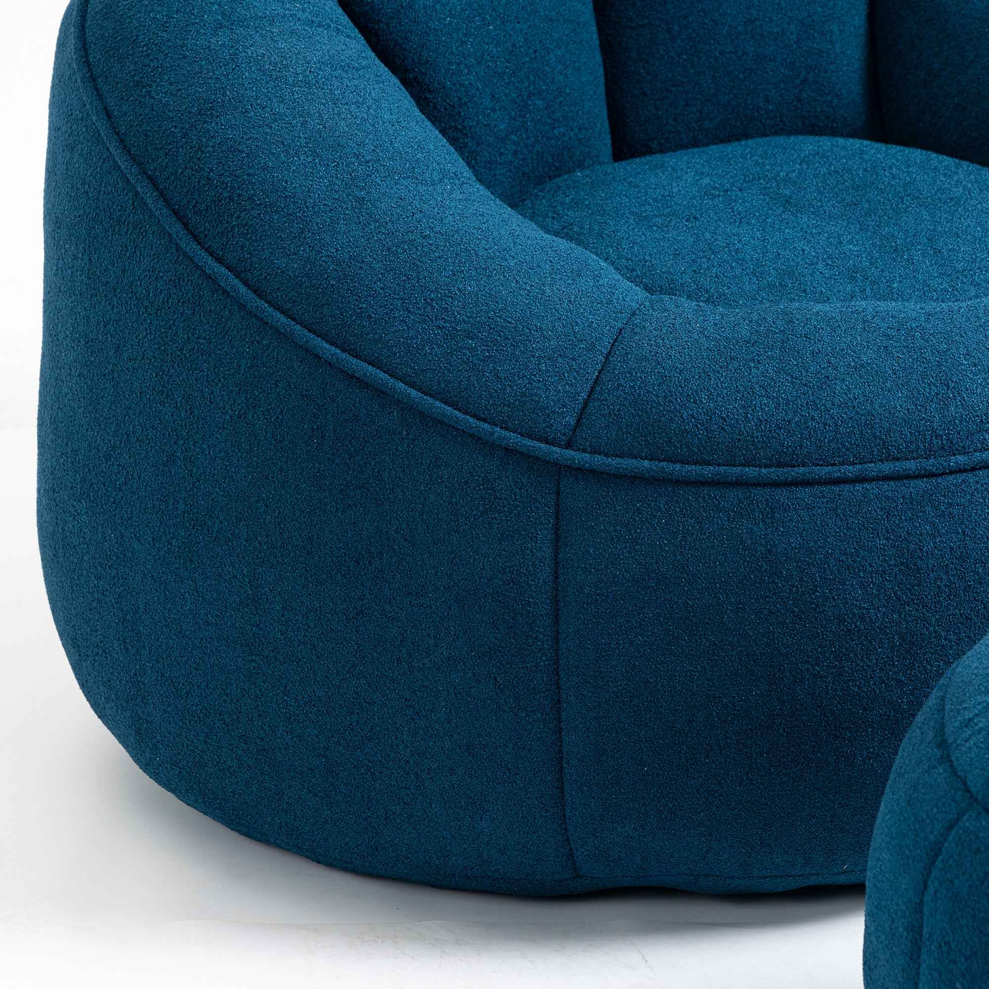 Bedding Bean Bag Sofa Chair with High-Pressure Foam and Footrest, Blue Microfiber