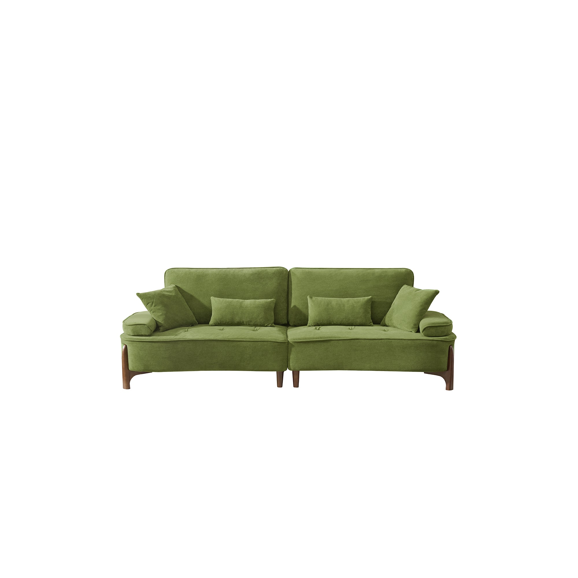 Cloud Velvet Deep Seated Sofa with Pillows, Green, Foam, 103 Inch