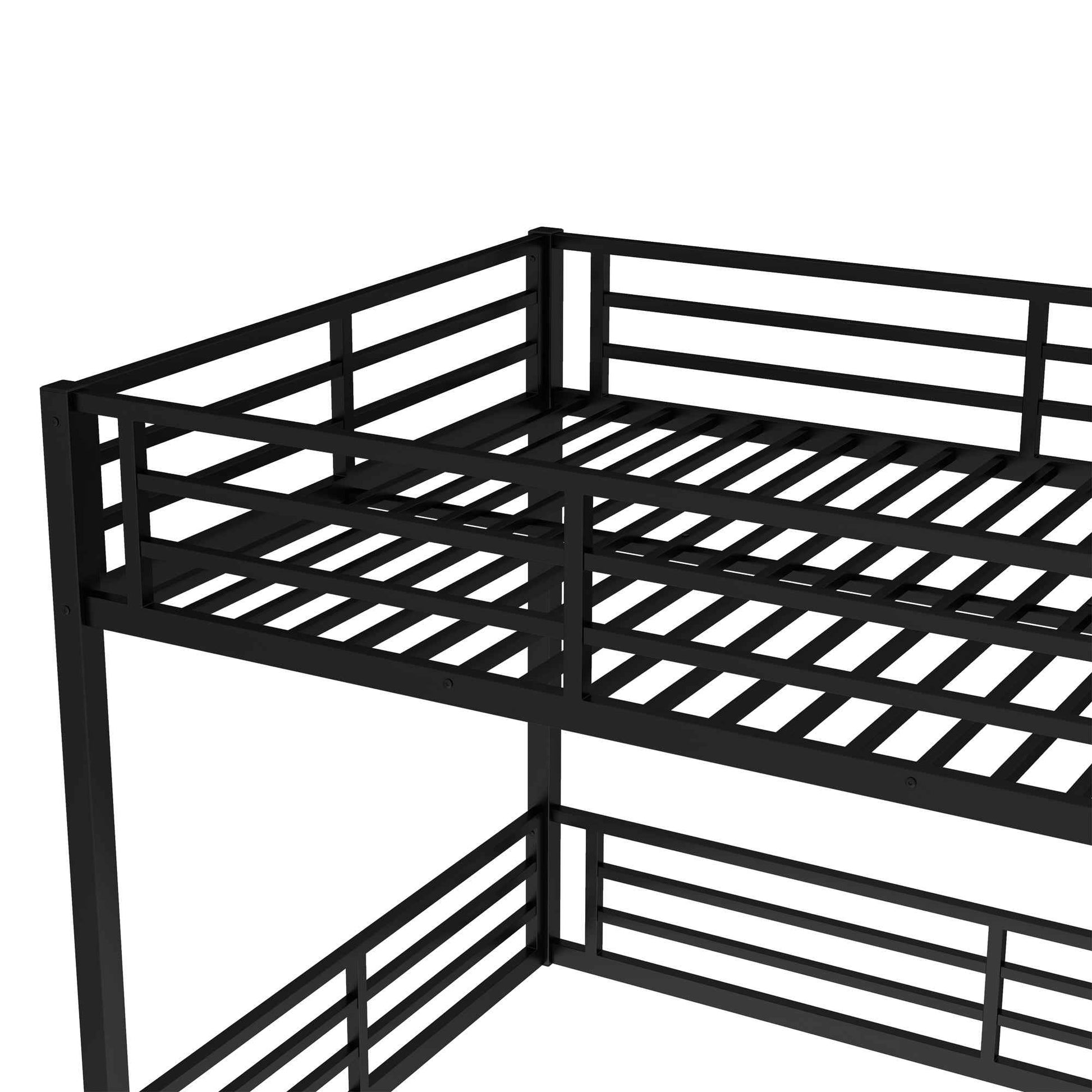 Metal Queen over Queen Bunk Bed for Teens and Adults,Space-Saving/Noise Reduced/No Box Spring Needed,Black