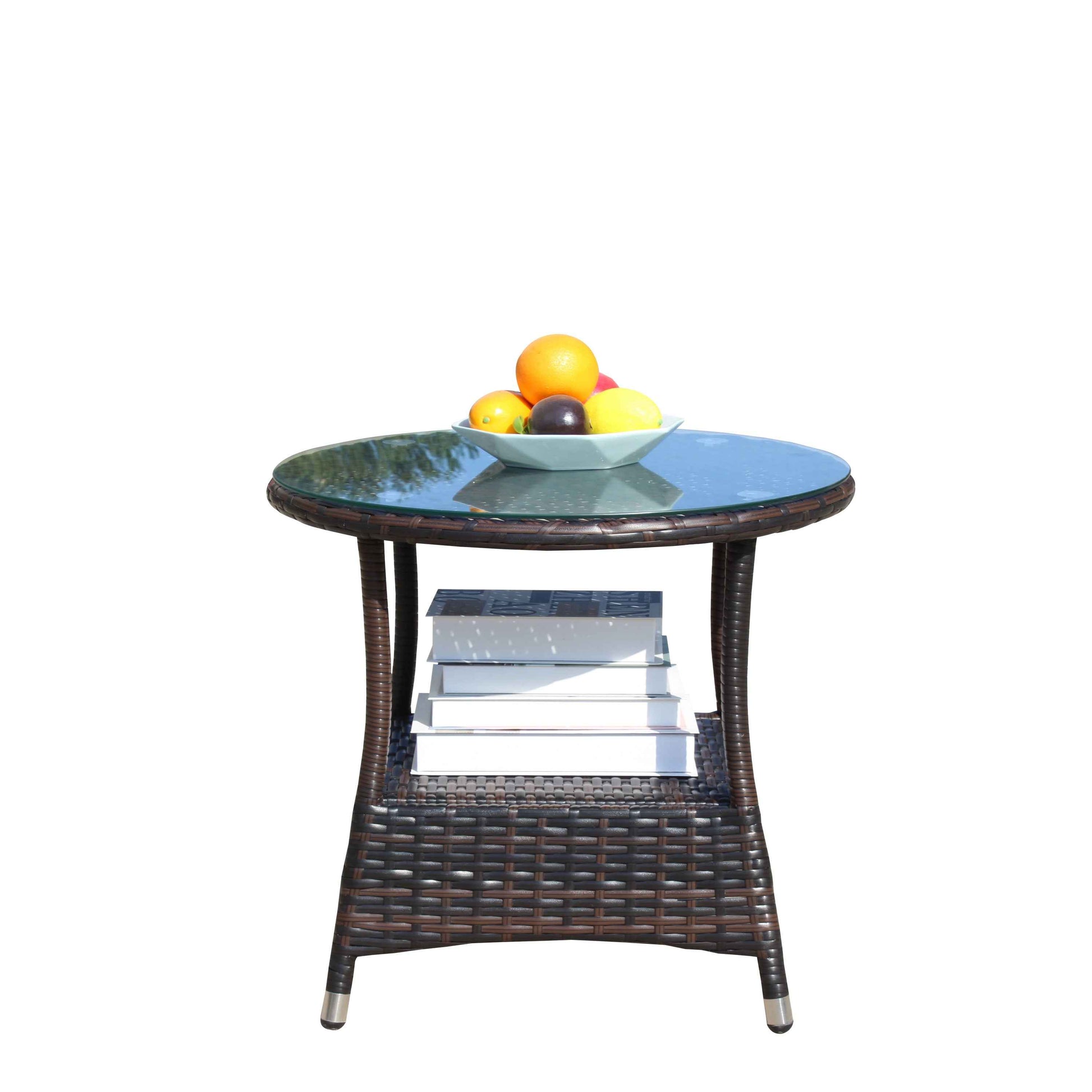 Outdoor patio Furniture 1 Round Coffee Table with clear tempered glass