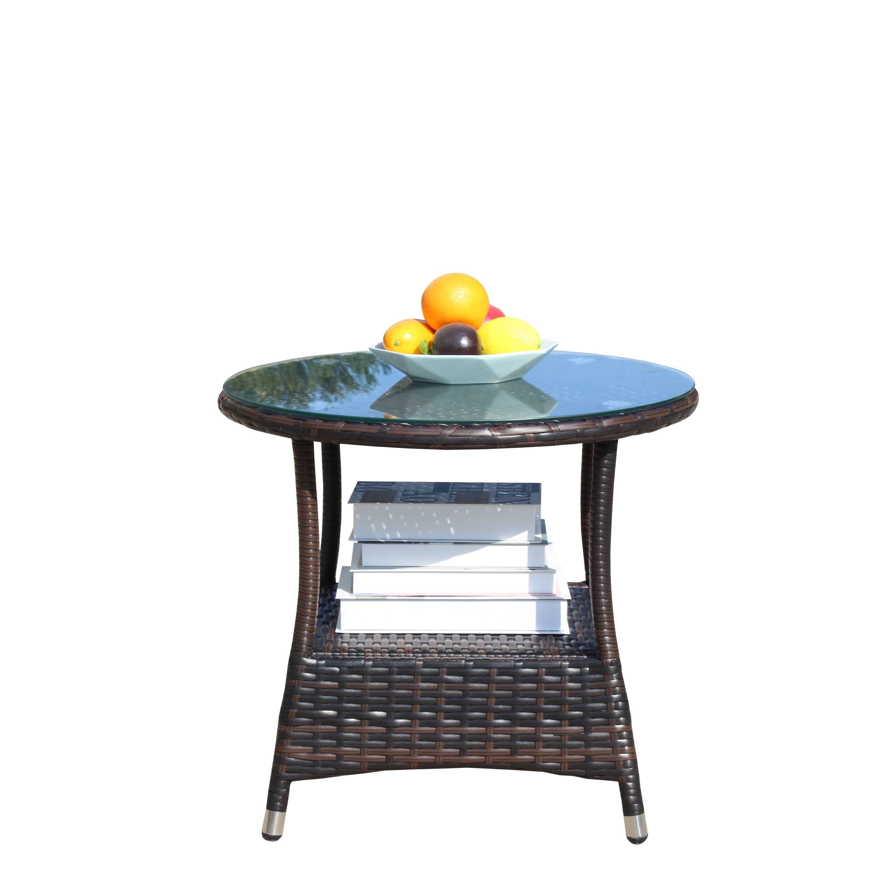 Outdoor patio Furniture 1 Round Coffee Table with clear tempered glass