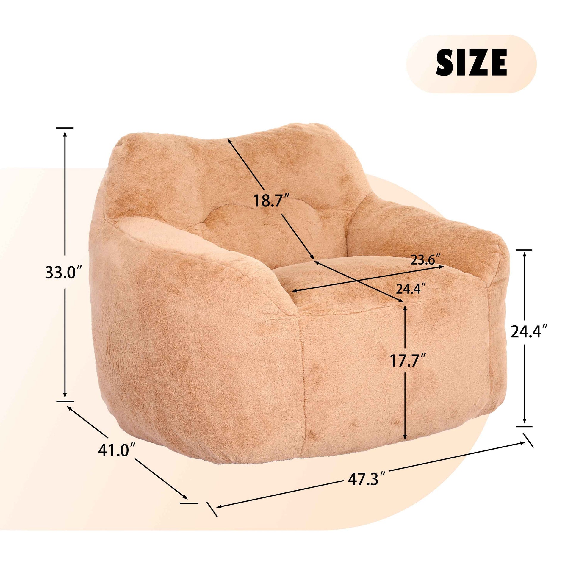 Beanbag Chair, Beanbag Sofa Chair with Armrests Stuffed High-Density Foam, Lazy Sofa Comfy Chairs Beanbag Chair for Adults in Living Room, Bedroom Reading