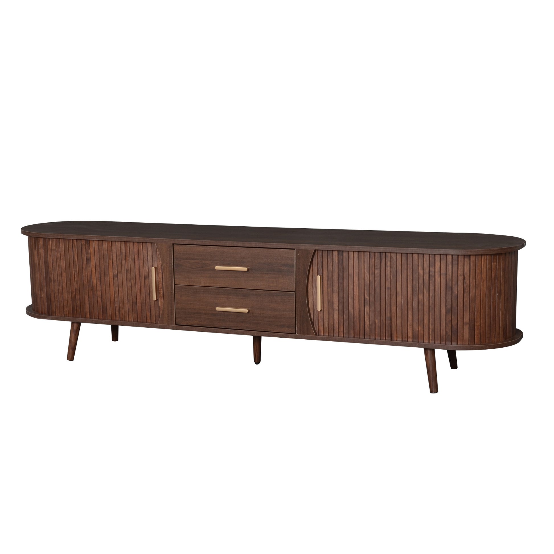 Mid-Century Modern TV Stand for 80' TV, Entertainment Center with Storage for Living Room, Bedroom, Media Console Table with 2 Drawers - Abrihome