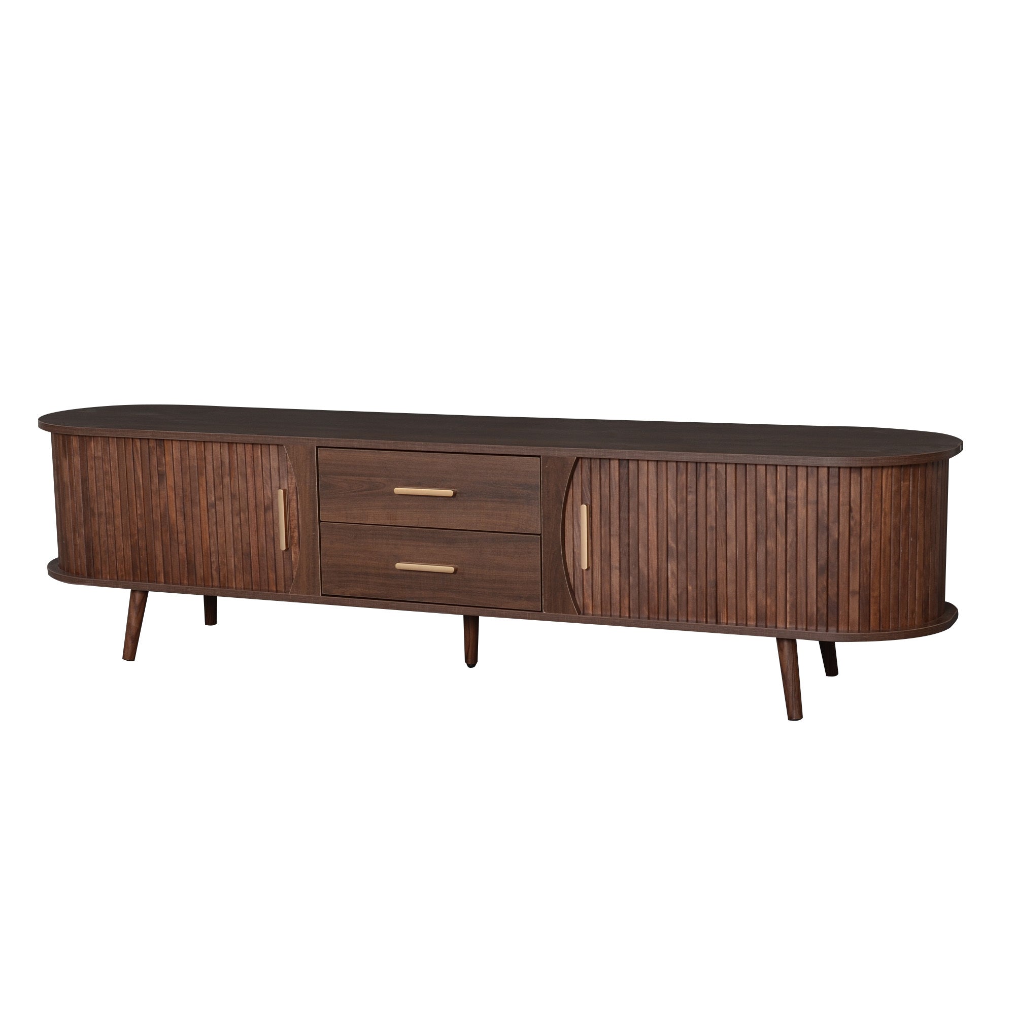 Mid-Century Modern TV Stand for 80' TV, Entertainment Center with Storage for Living Room, Bedroom, Media Console Table with 2 Drawers - Abrihome