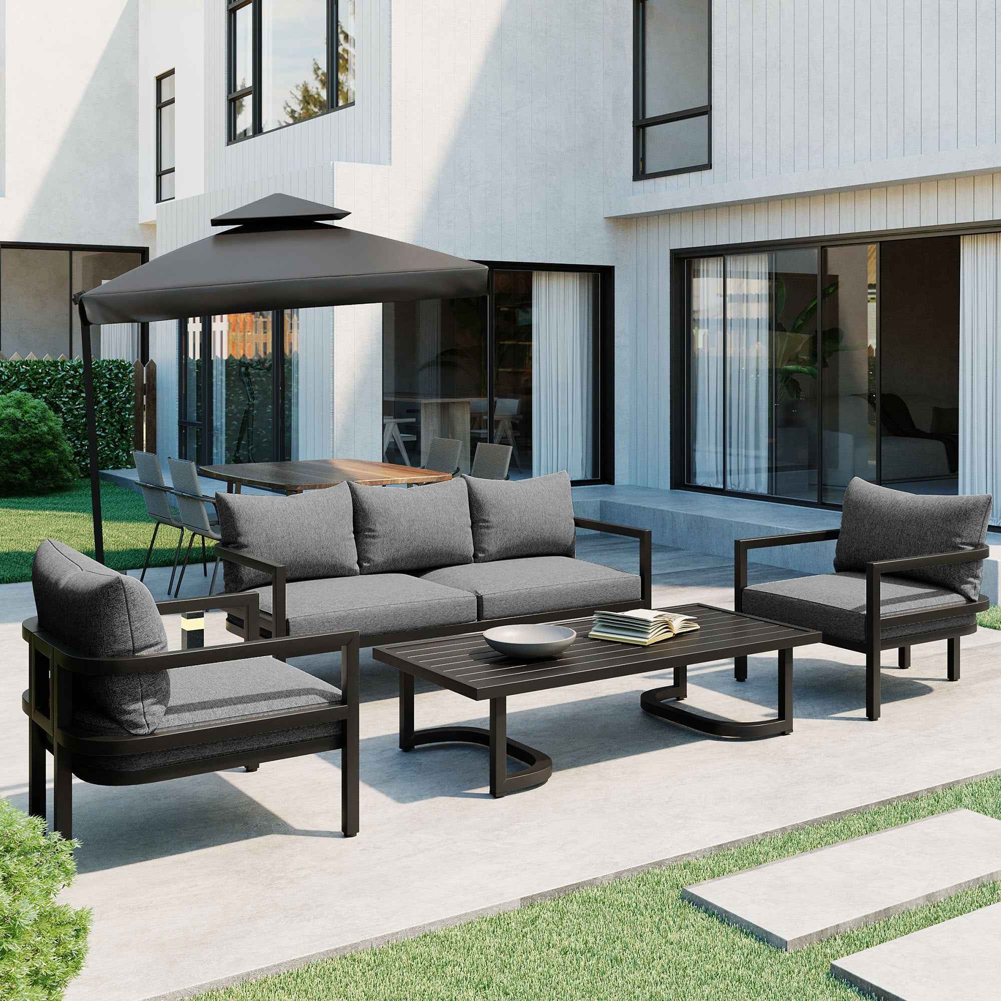 U_Style Multi-person Outdoor Steel Sofa Set, Waterproof, Anti-rust and Anti-uv, Suitable for Gardens and Lawns