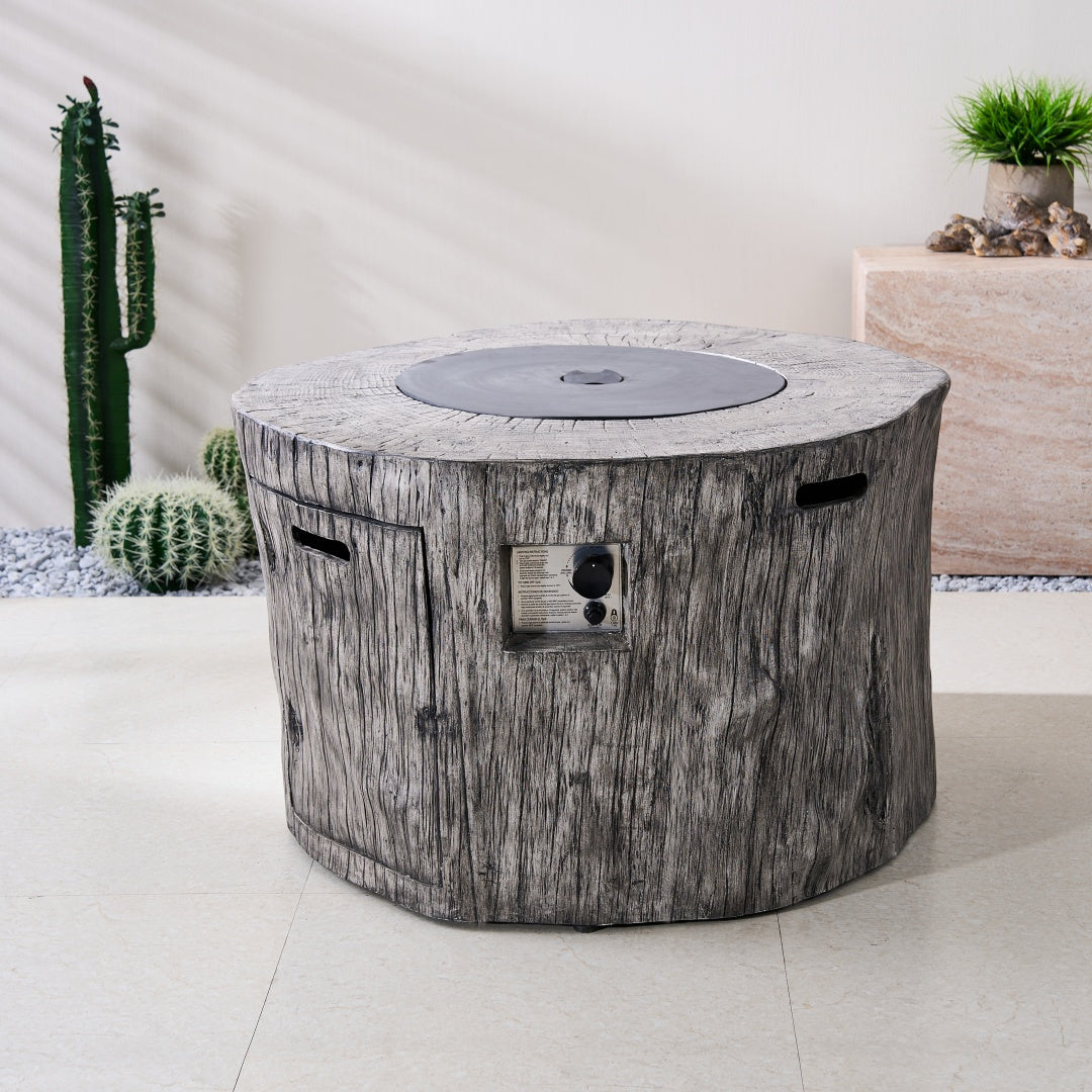 TerraFlame Round Faux Wood Fire Pit Table for Outdoor Use (PAG-2180) - Direct Wicker