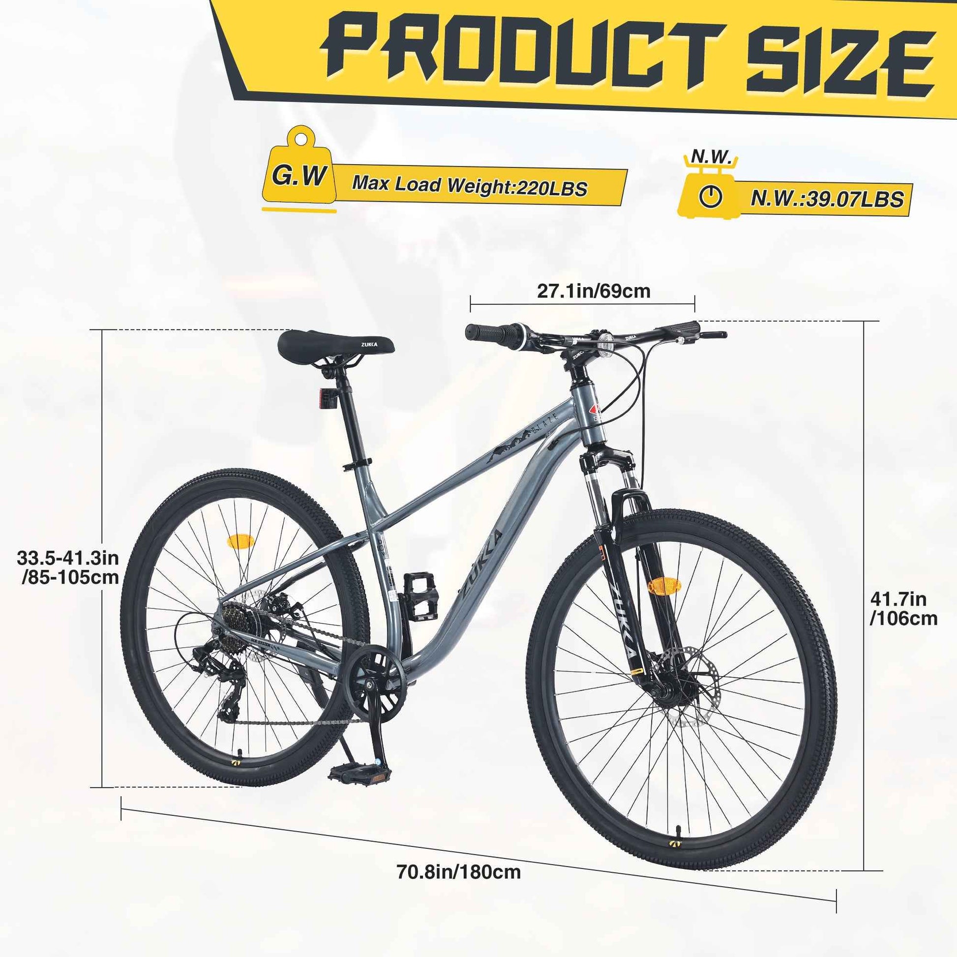 29 Inch Wheels 8 Speed Mountain Bike, for Men Women Boys and Girls, Front Suspension, Steel Frame