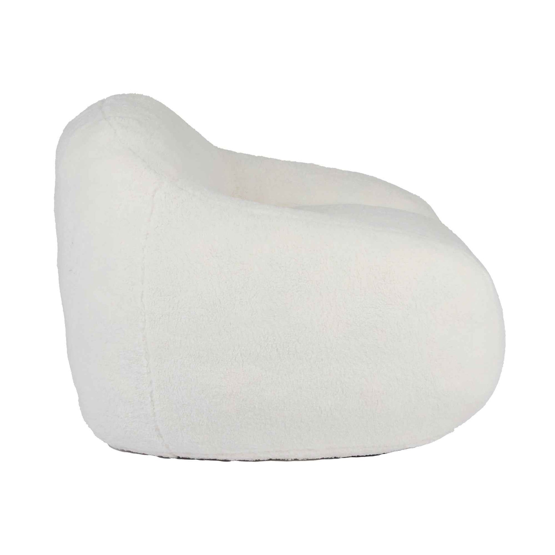 Giant Bean Bag Chair for Adults, Spacious Memory Foam Bean Bag Sofa with Armrests in Off White Teddy Fabric, Comfy Seating for Living Room or Bedroom