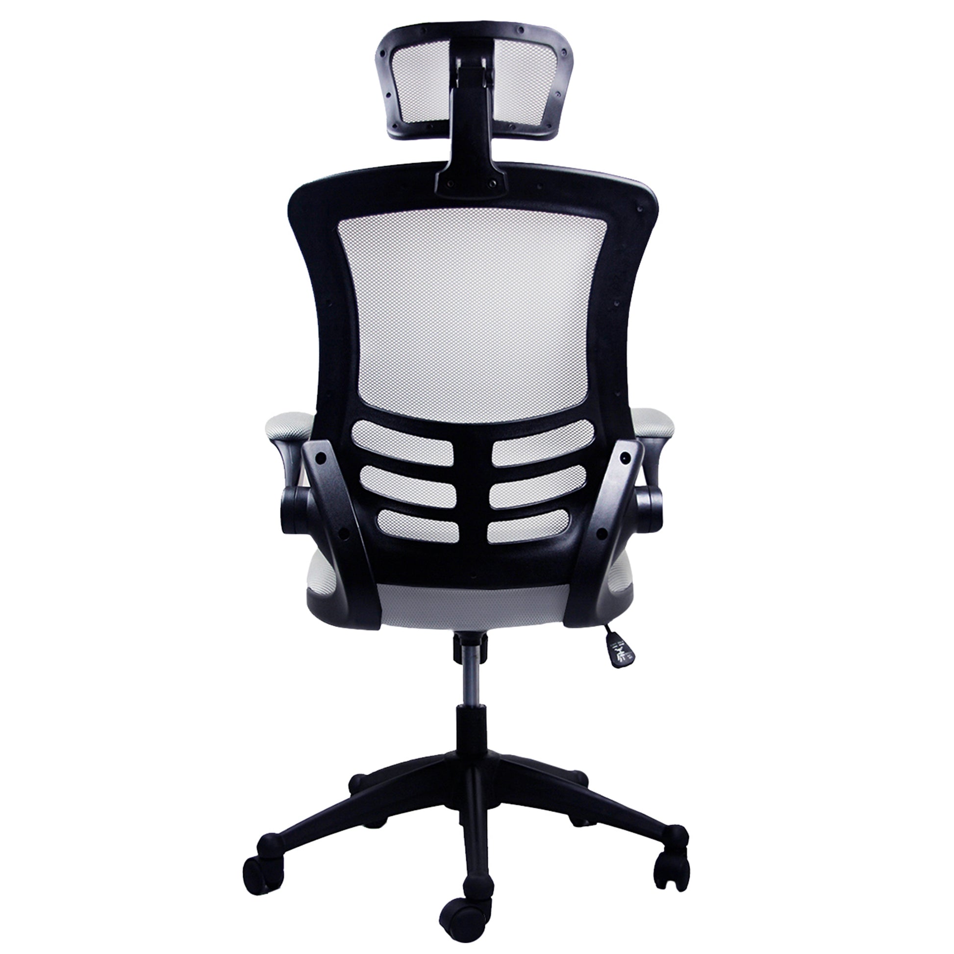 Techni Mobili Modern High-Back Mesh Executive Office Chair with Headrest and Flip-Up Arms, Silver Grey - Abrihome