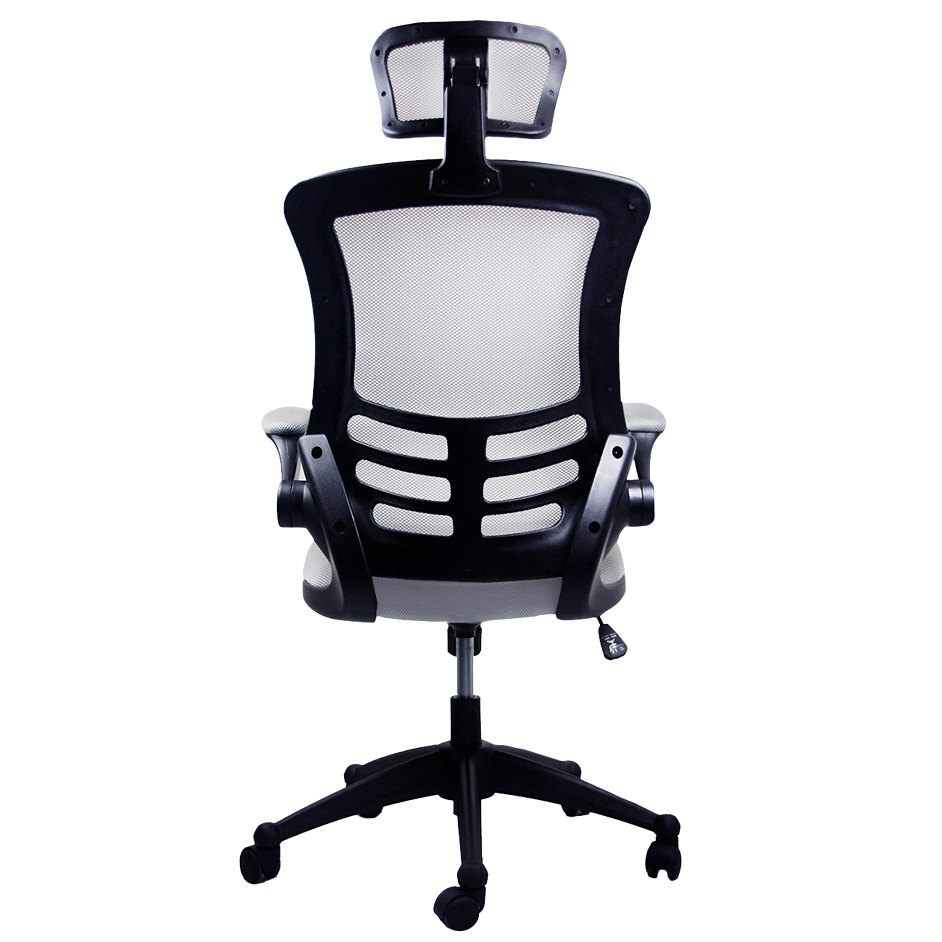 Techni Mobili Modern High-Back Mesh Executive Office Chair with Headrest and Flip-Up Arms, Silver Grey - Abrihome
