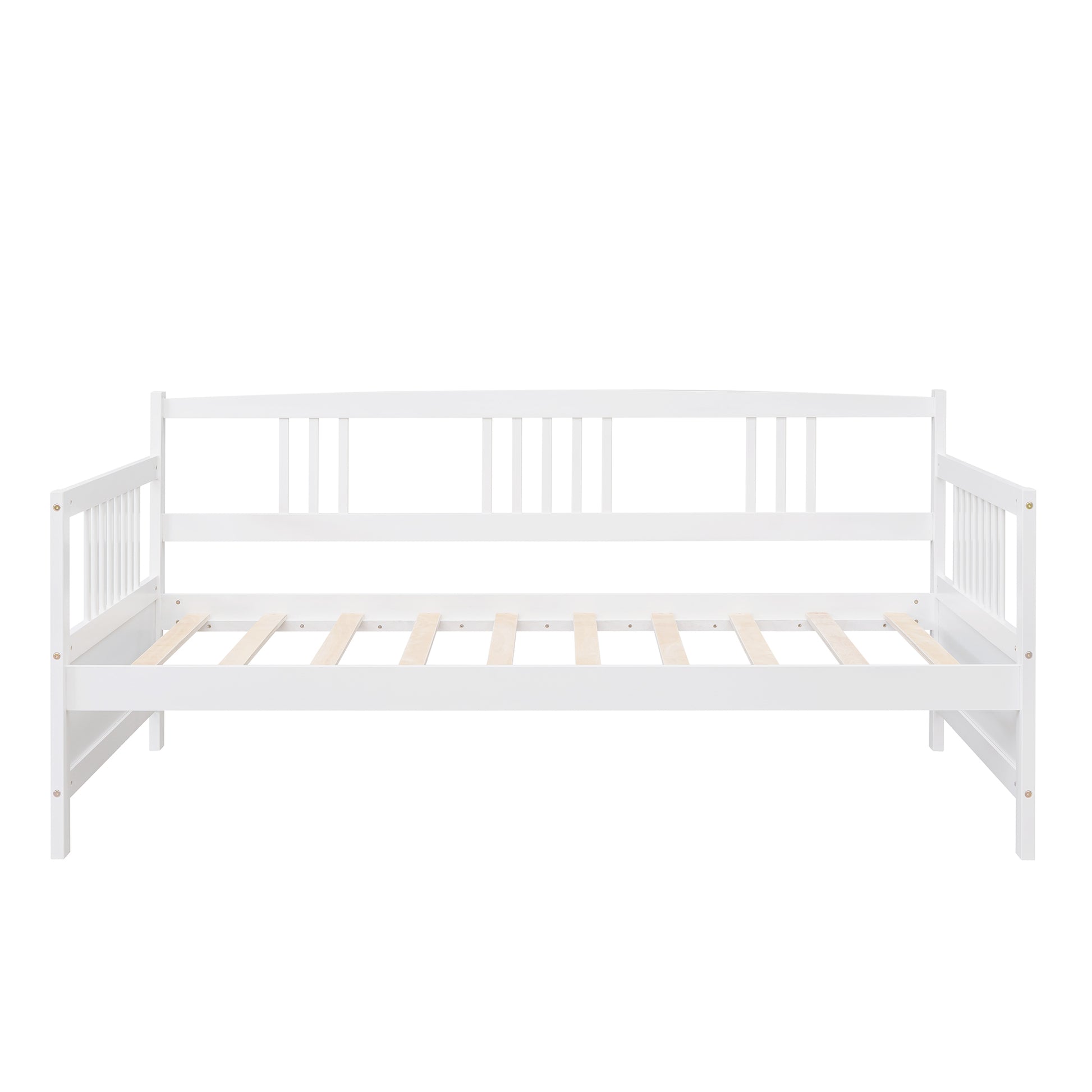 Twin Size Daybed Wood Bed with Twin Size Trundle,White - Abrihome
