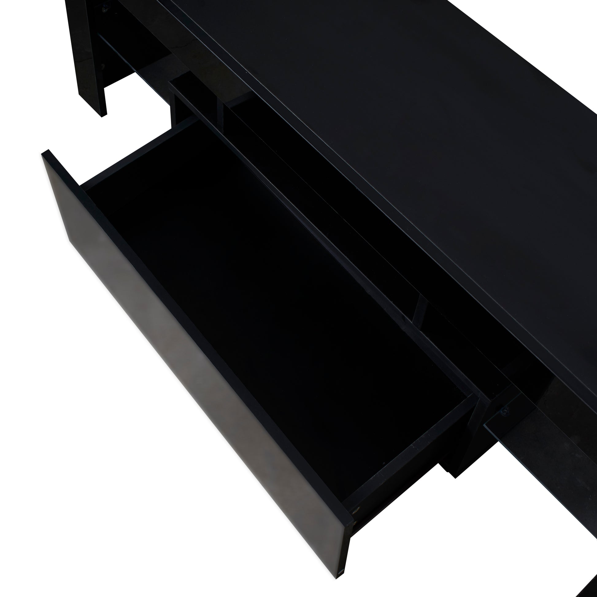 Black TV Stand with LED RGB Lights,Flat Screen TV Cabinet, Gaming Consoles - in Lounge Room, Living Room and Bedroom(Black) - Abrihome