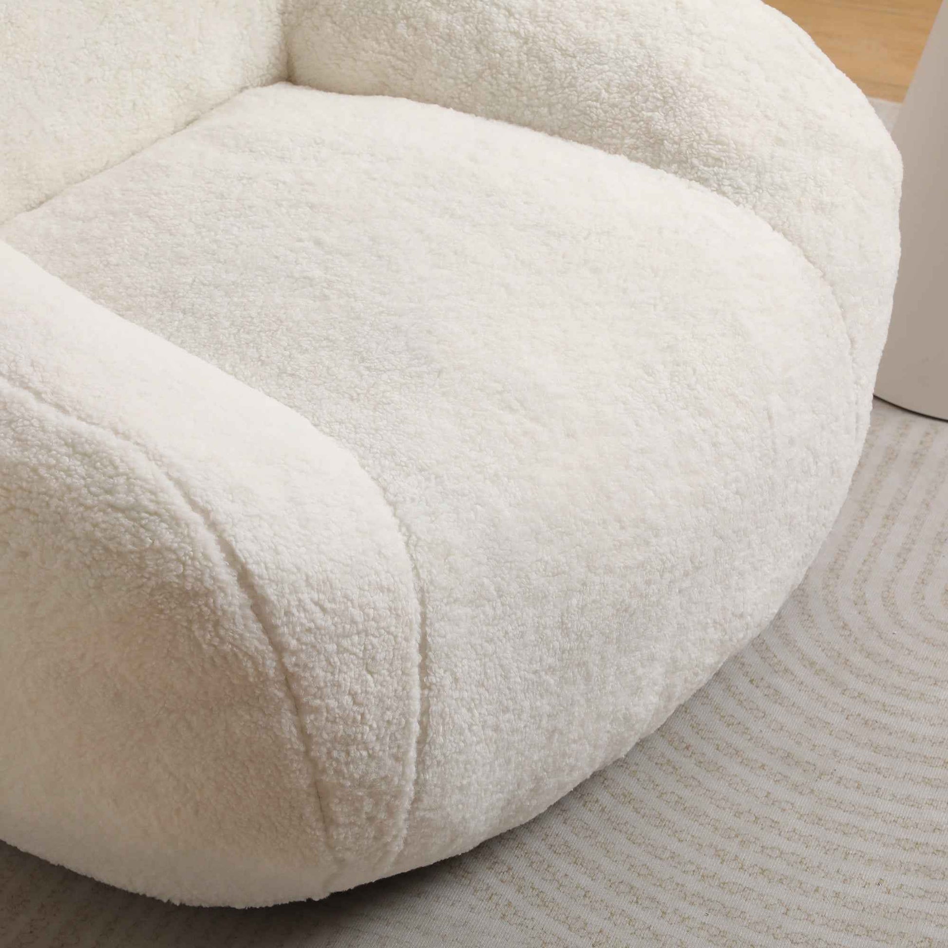 Giant Bean Bag Chair for Adults, Spacious Memory Foam Bean Bag Sofa with Armrests in Off White Teddy Fabric, Comfy Seating for Living Room or Bedroom