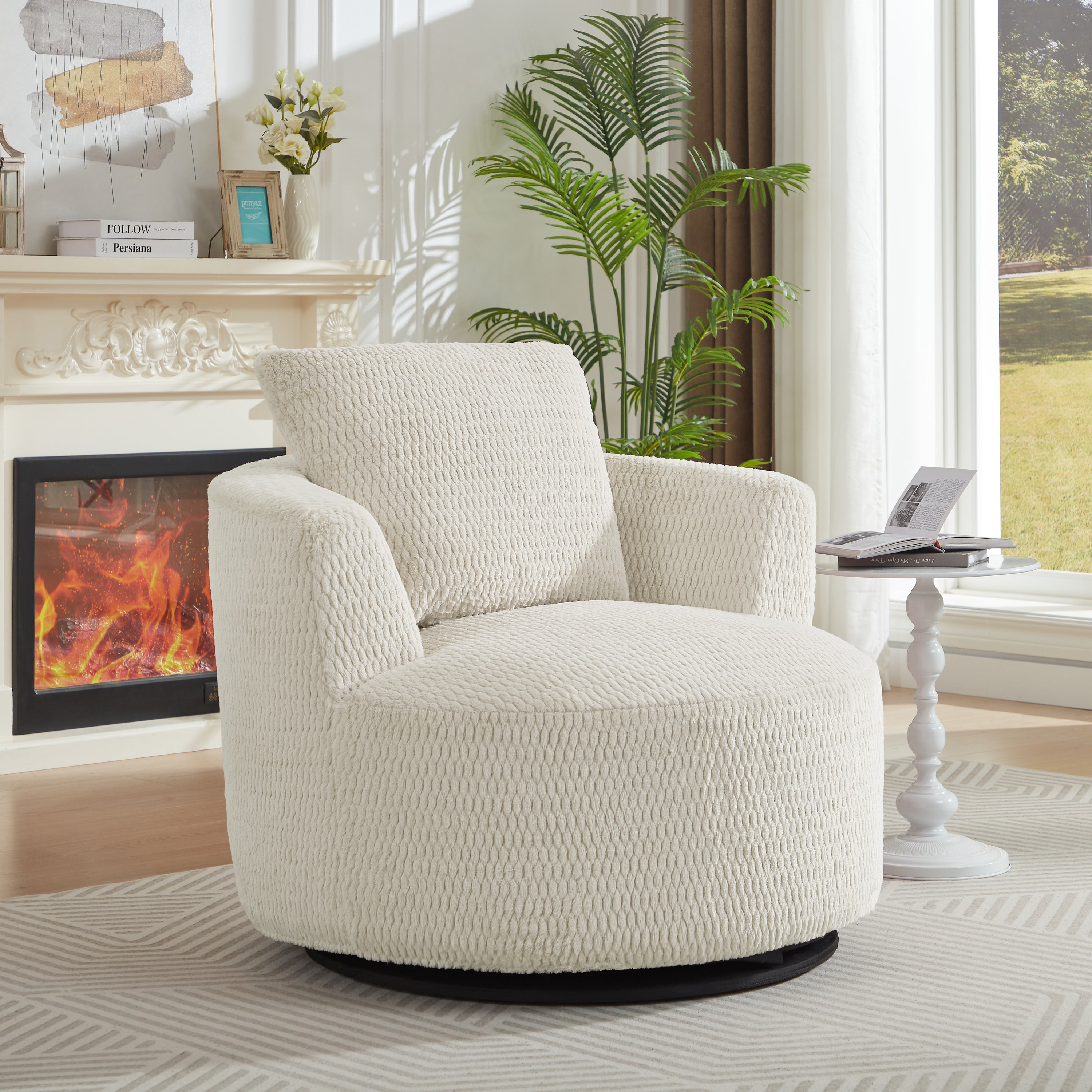 Compressible 360° Swivel Accent Chair,- Modern Comfort Seating for Living Room,Office,Apartment - Abrihome