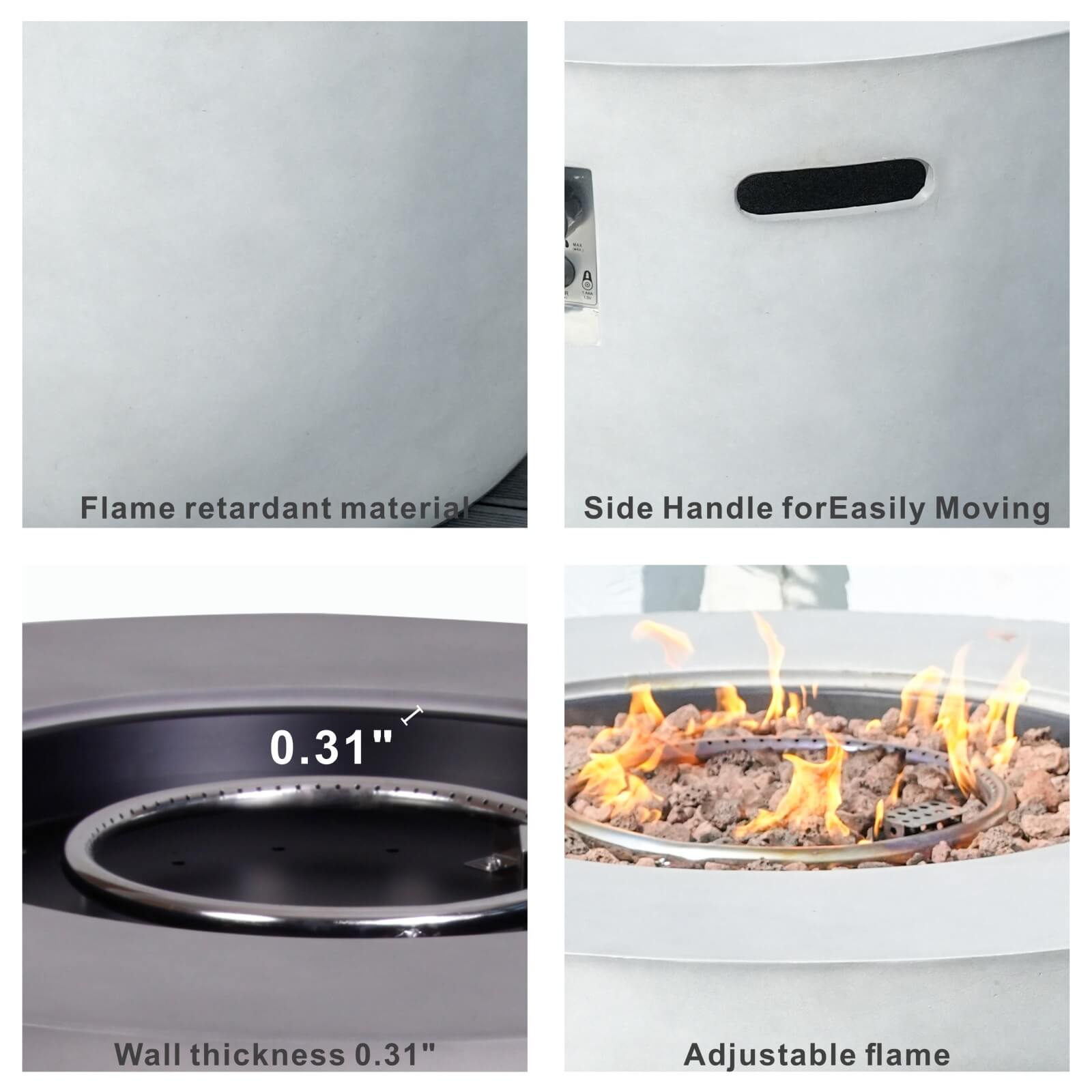 7-Piece Outdoor Conversation Set with Round Fire Pit Table(PAS-1403B+2160) - Abrihome