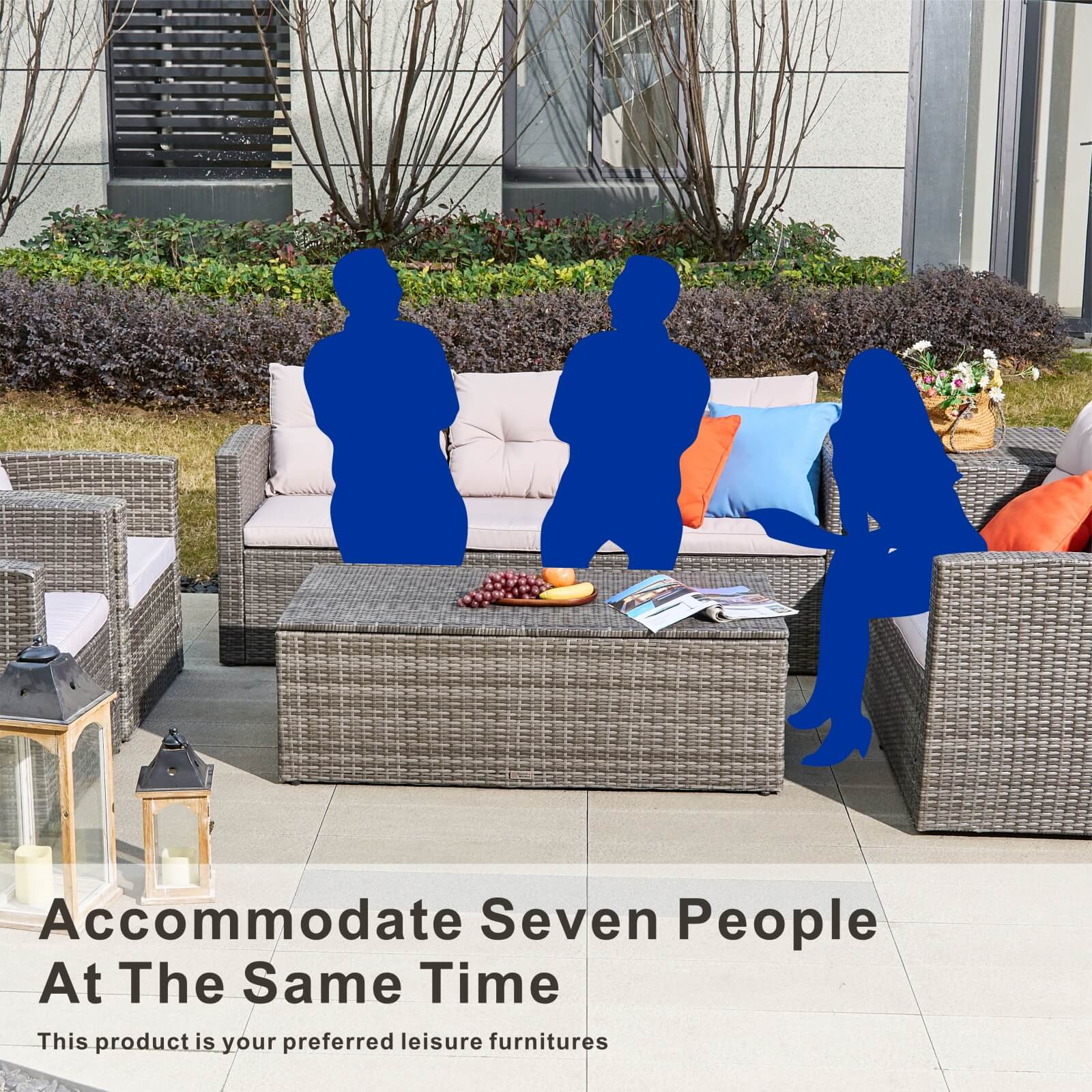 7-Seat Patio Sofa Set with Built-in Storage Boxes (PAS-1503-SET) - Abrihome