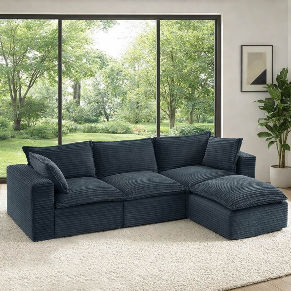 3-5 Seat Convertible Sofa Bed - Compression Modular Couch with 2 Ottomans, Transforming Sofa & Bed for Living Room, Apartment & Small Spaces