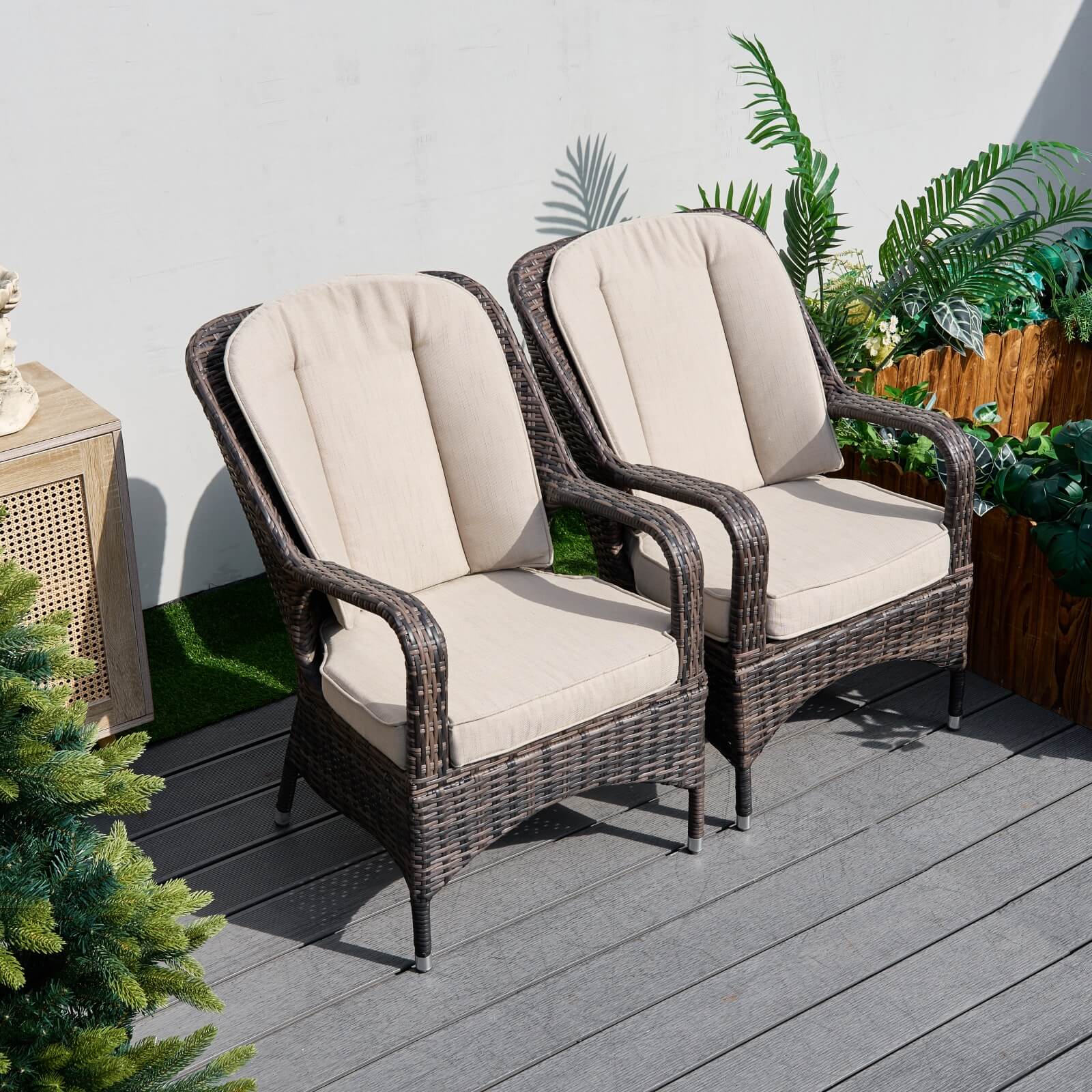 Set of 2 Outdoor Rattan Armchairs(PAC-009) - Abrihome