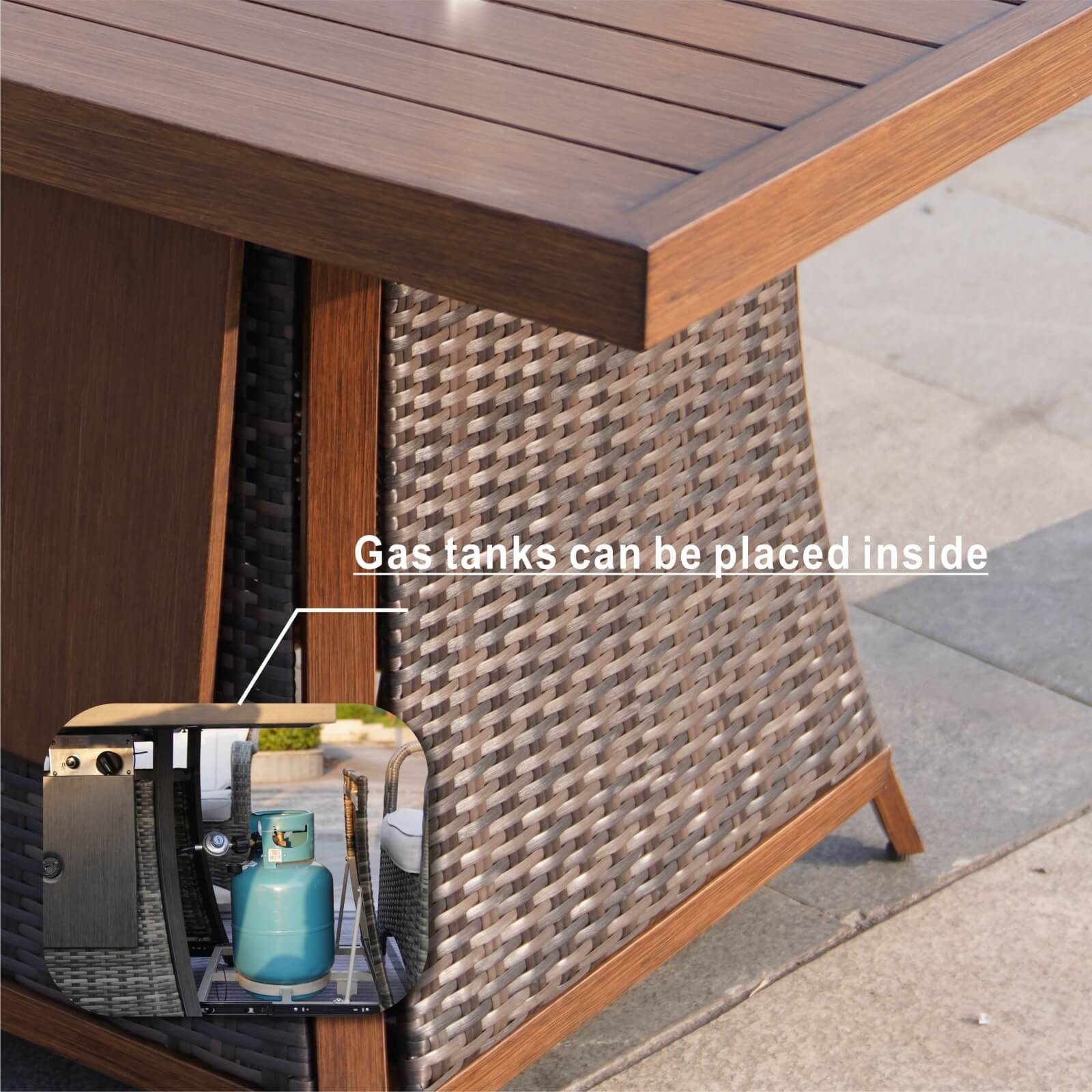 Outdoor 6-Seat Dining Set with Fire Pit Table and Ice Bucket(PAG-1106FI-SET) - Abrihome