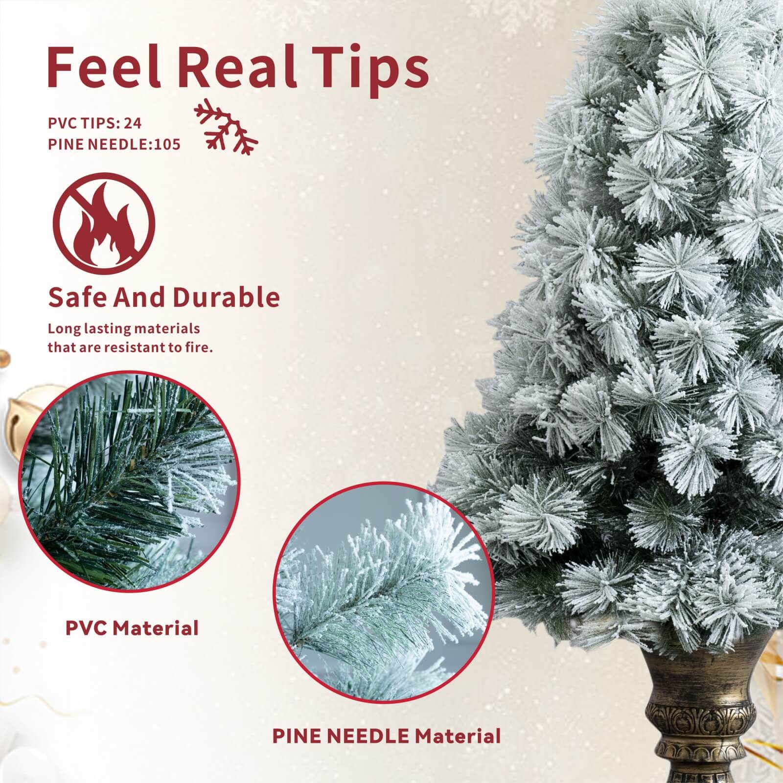 4FT Snow-Flocked Mini Christmas Tree(PJT-2508) - Abrihome