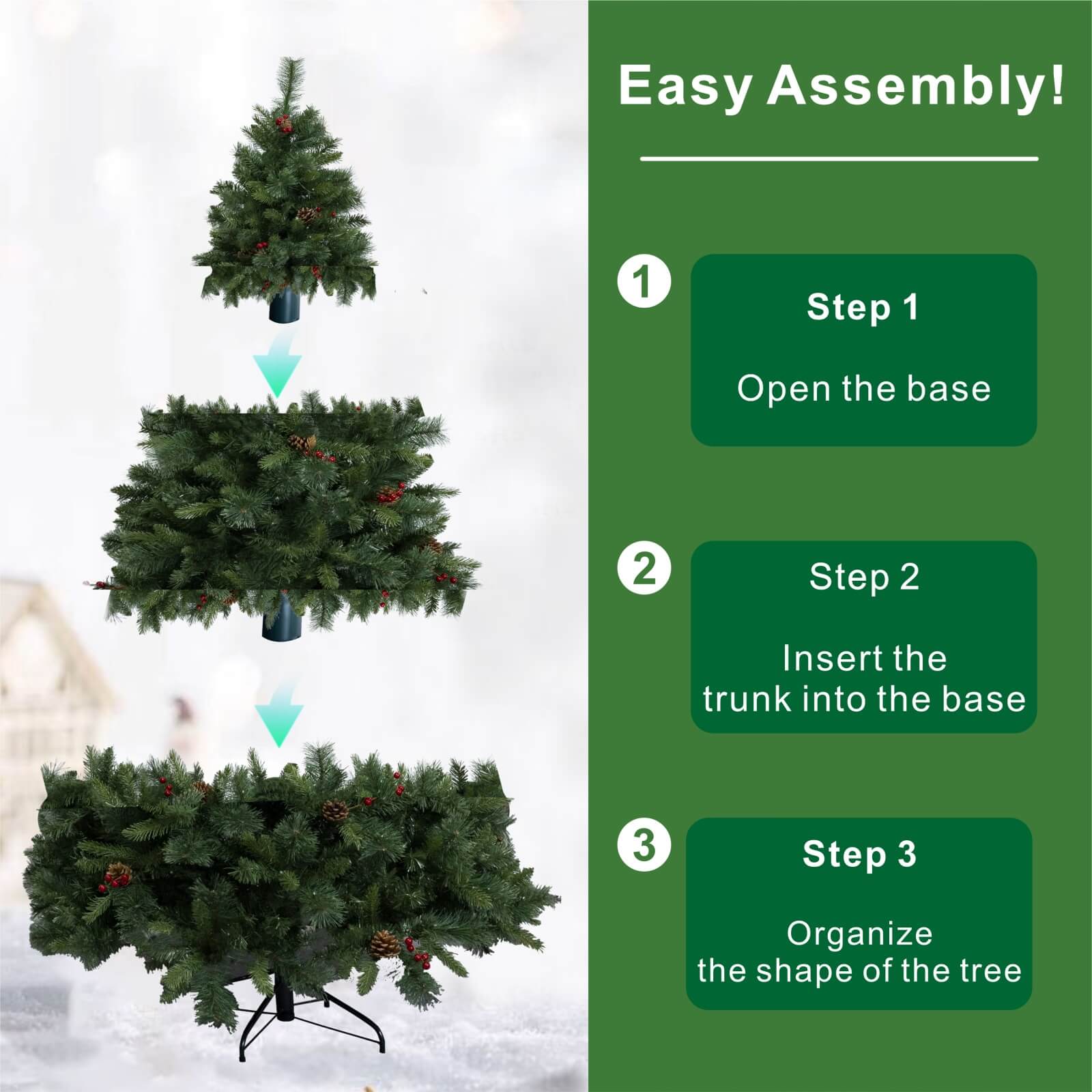 6FT Premium Artificial Christmas Tree with Pinecones(PJT-2502-6FT) - Abrihome