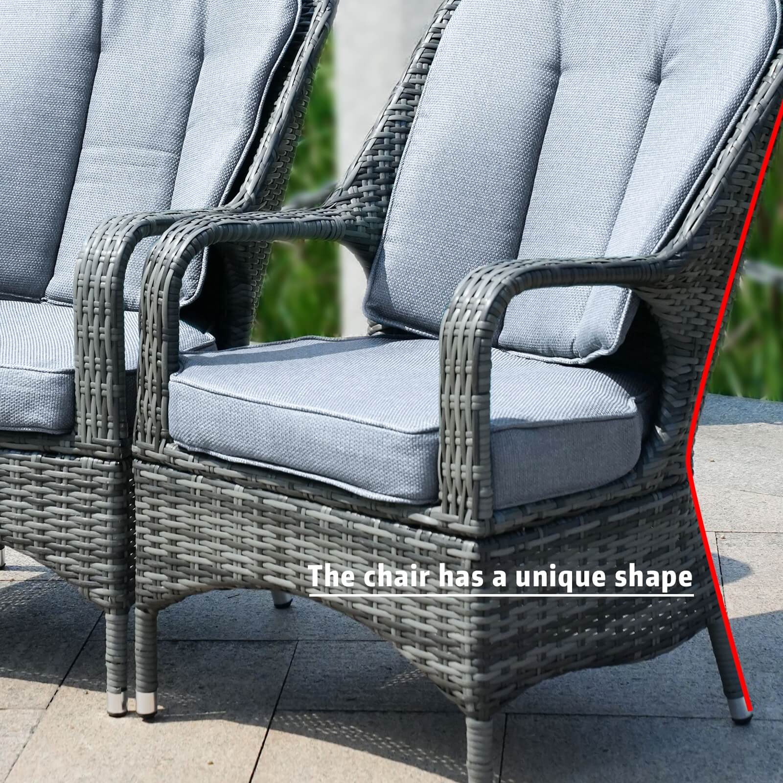 6-Seat Outdoor Fire Pit Dining Set with Rectangle Fire Pit Table  (PAG-1106R-SET) - Abrihome