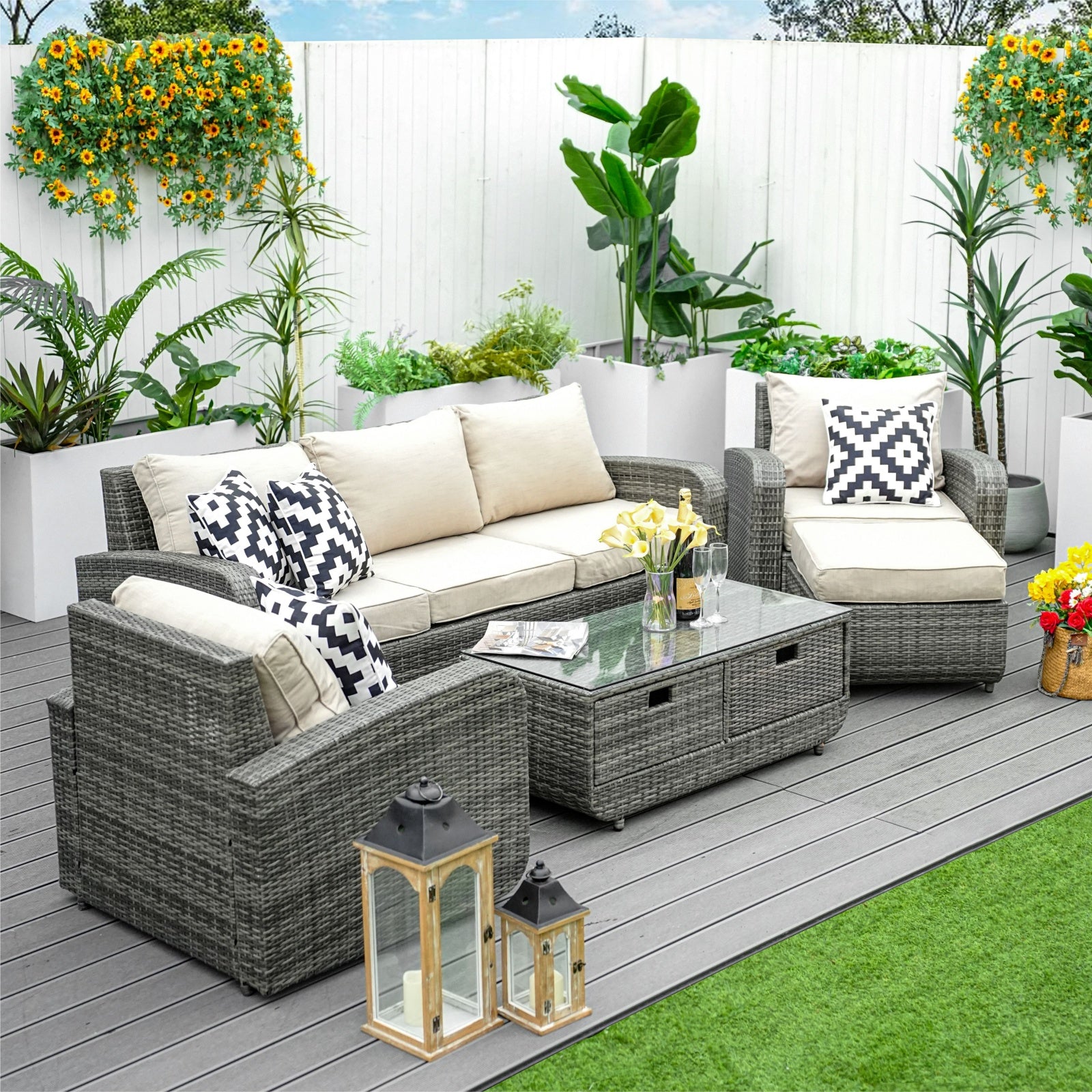 5-Piece Outdoor Conversation Sofa Set(PAS-1515-SET) - Abrihome