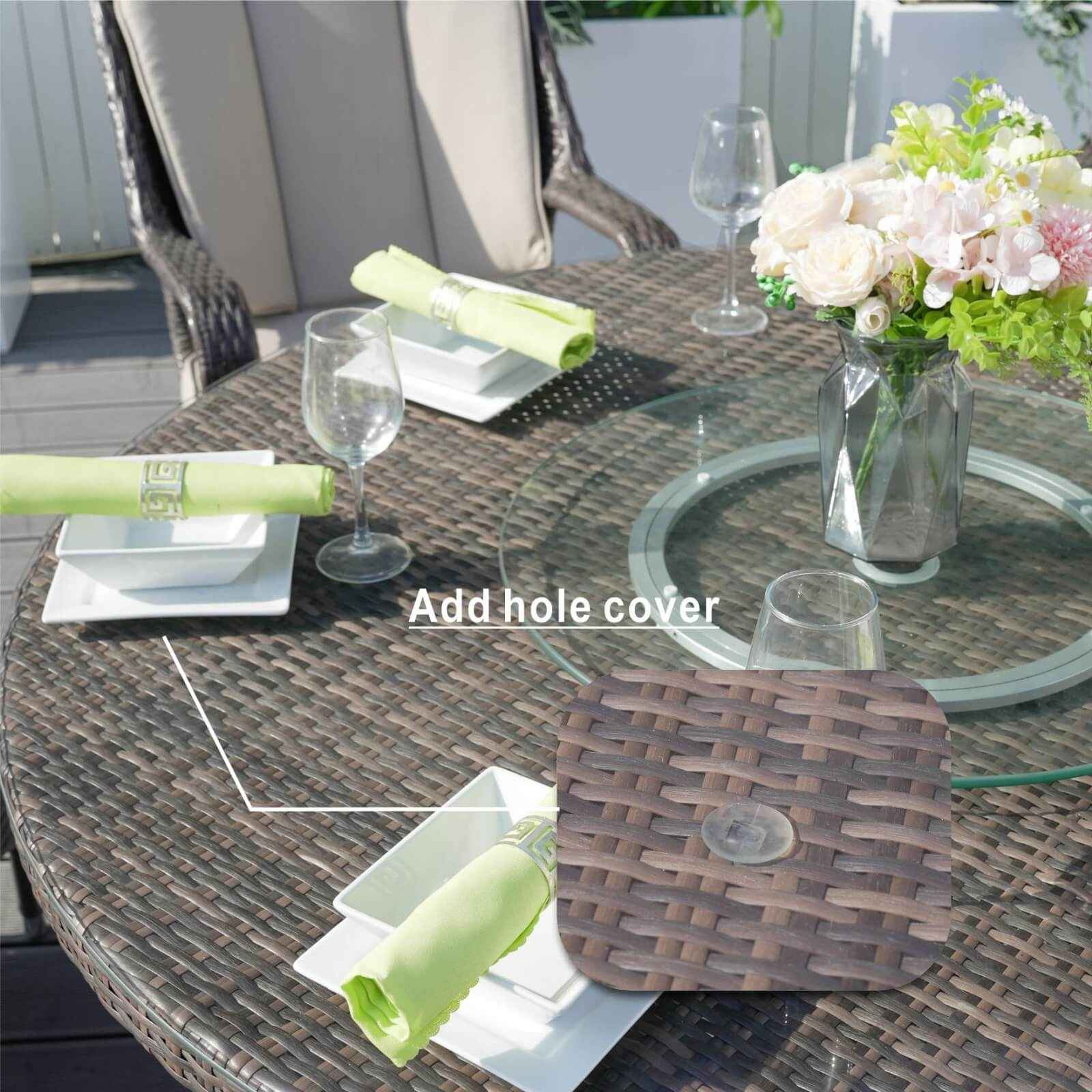 6-Seat Garden Dining Set – Round Table with Tempered Glass Turntable(PAD-1711)
