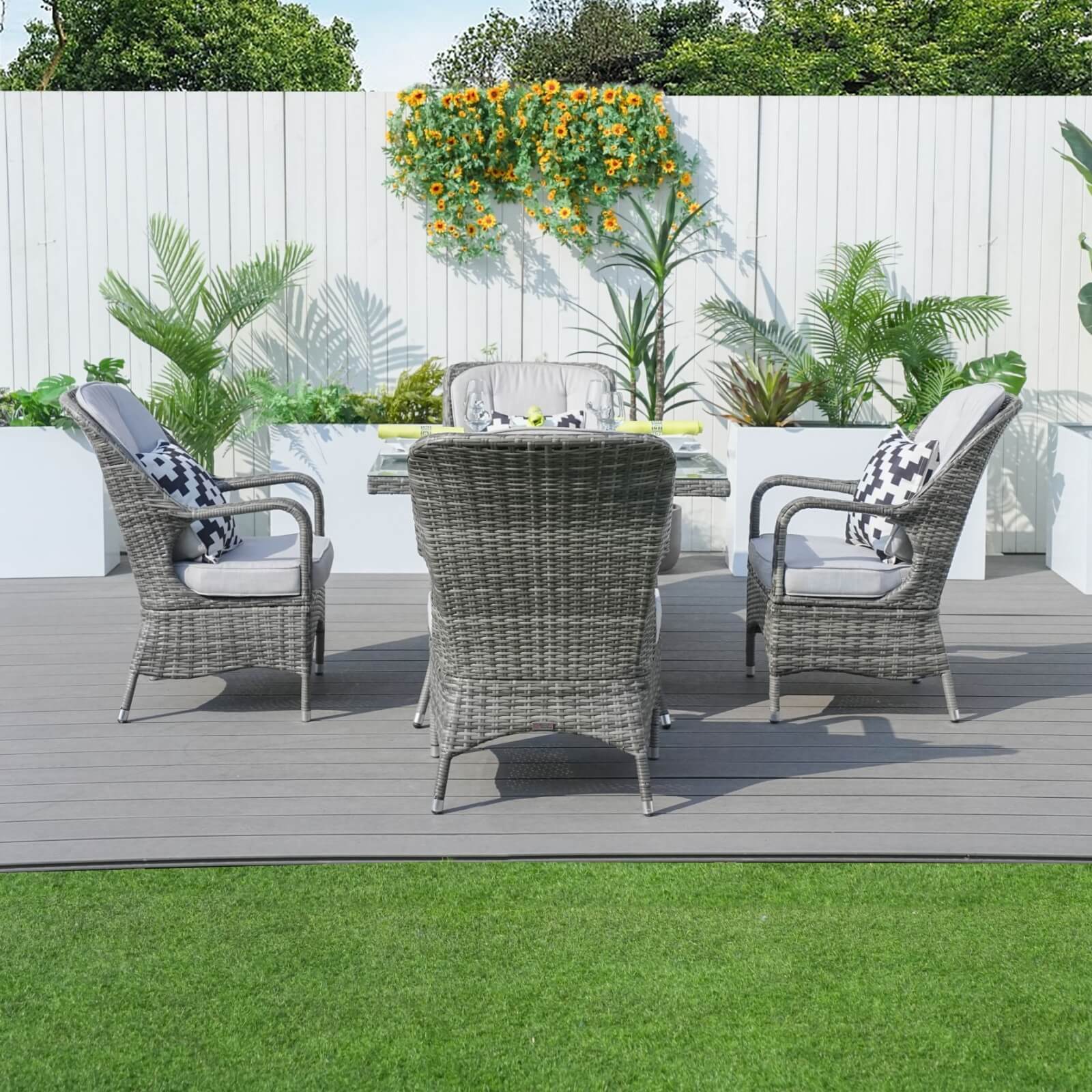 4-Seat Outdoor Dining Set with Cube Dining Table (PAD-1710-SET) - Abrihome