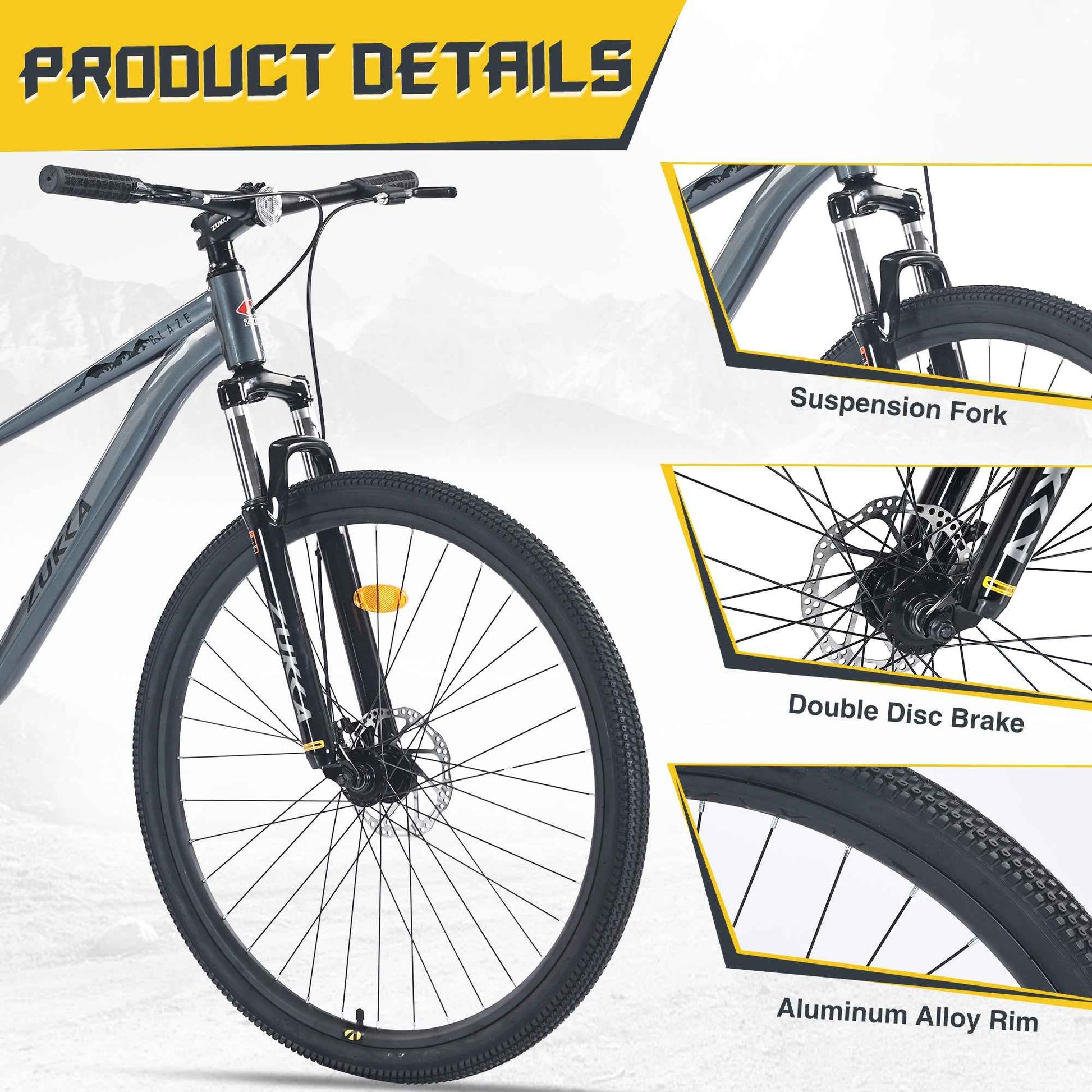 29 Inch Wheels Single Speed Mountain Bike, for Men Women Boys and Girls, Front Suspension, Steel Frame