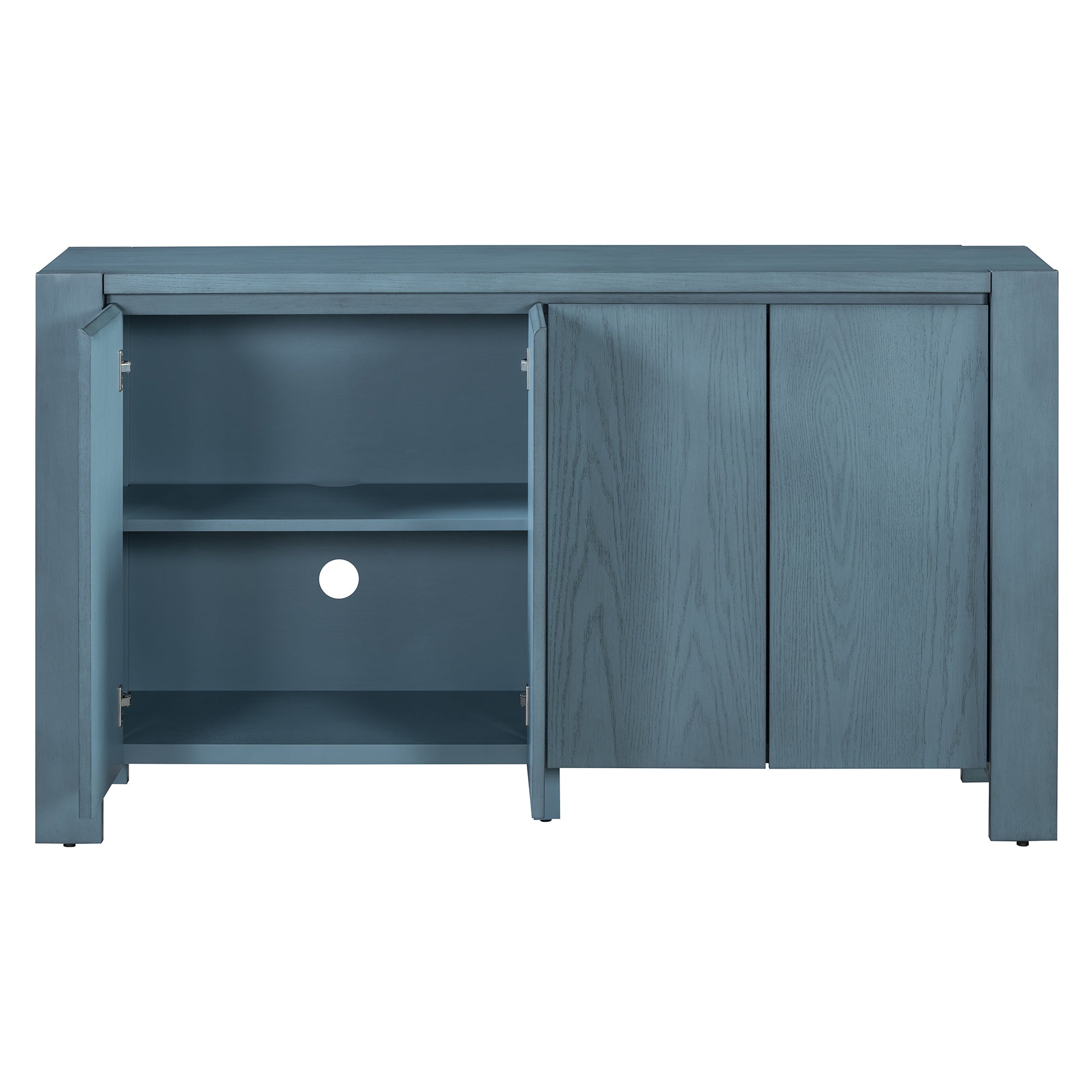 TREXM Retro 4-door Sideboard with Distressed Finish and Adjustable Shelves for Dining Room, Kitchen, and Living Room (Navy)