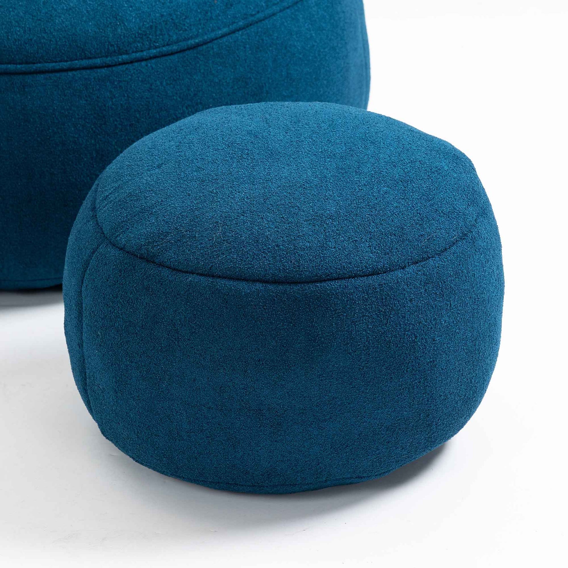 Bedding Bean Bag Sofa Chair with High-Pressure Foam and Footrest, Blue Microfiber