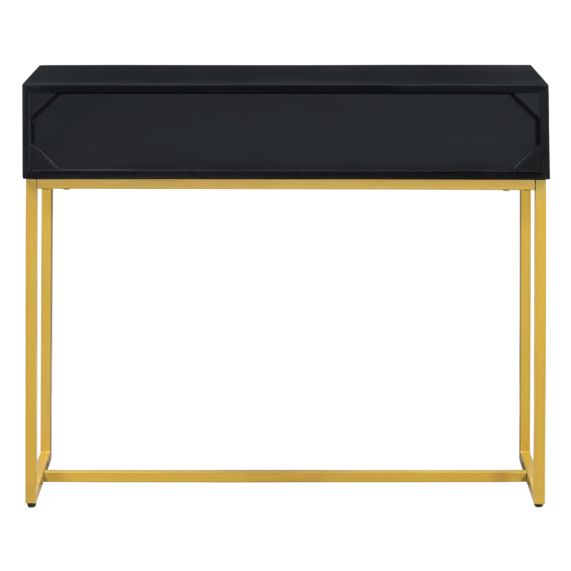 TREXM Modern Sleek Console Table Two Drawers with Stripe Design for Living Room and Entryway (Black)