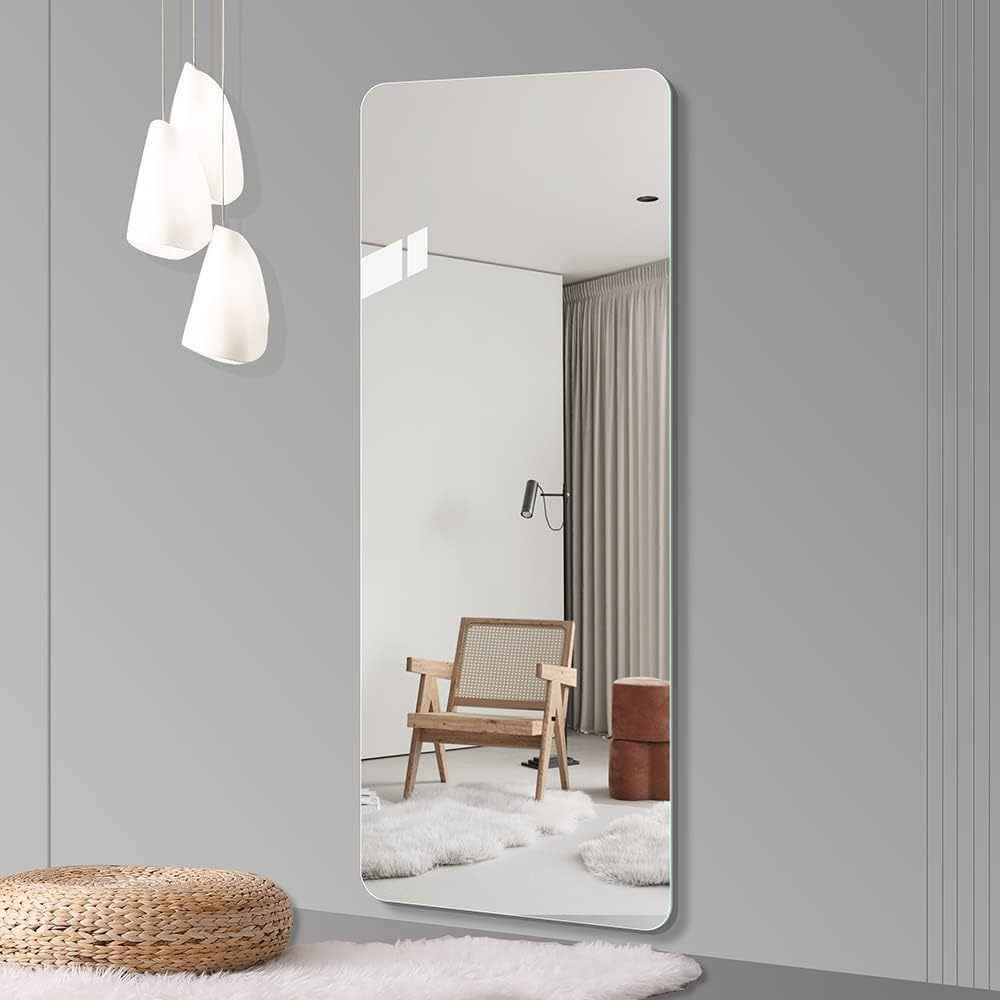 65'x 24' inch Full Body round corner mirror for Living Room Bedroom Cloakroom Wall hanging with hanging hole High quality 5mm silver mirror Explosion-proof glass