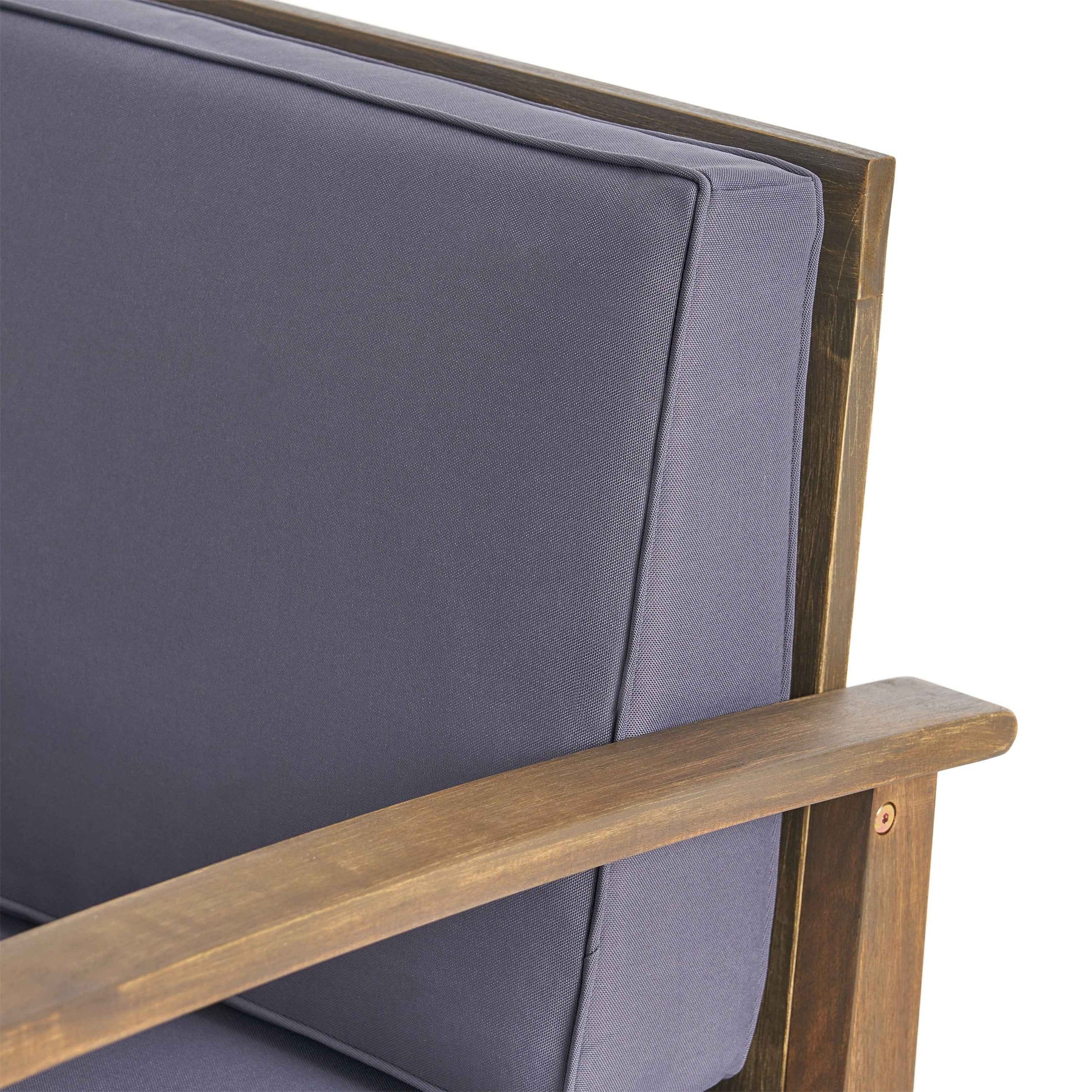 Enchanting Outdoor Club Chair with Slat Panel Design and Water Resistant Cushion, Dark Grey