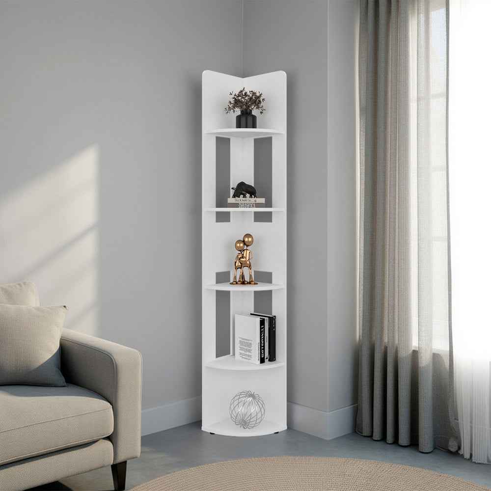 Iris Corner Bookcase, 5-Tier Shelving Unit