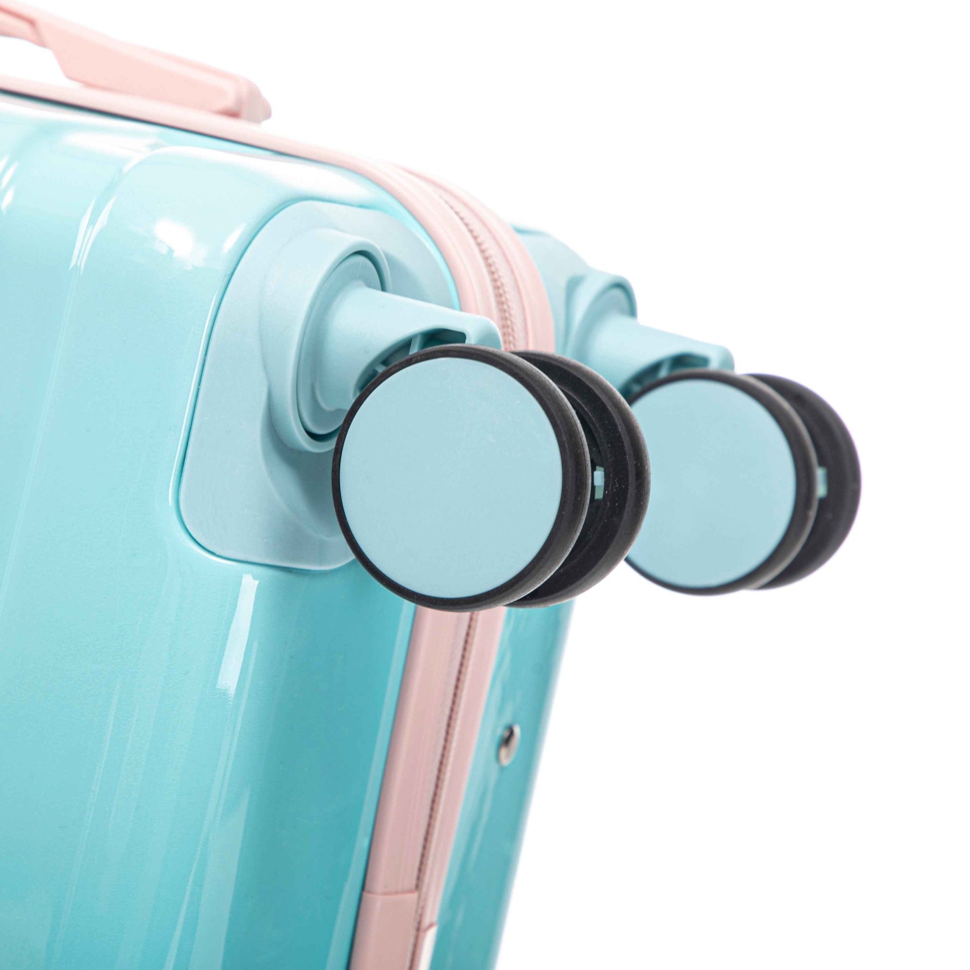 14'/20' 2 pcs/set in PC Spinner Wheel Luggage, Carry on Suitcase, With Gradient Color and Combination Lock(Blue+Pink)