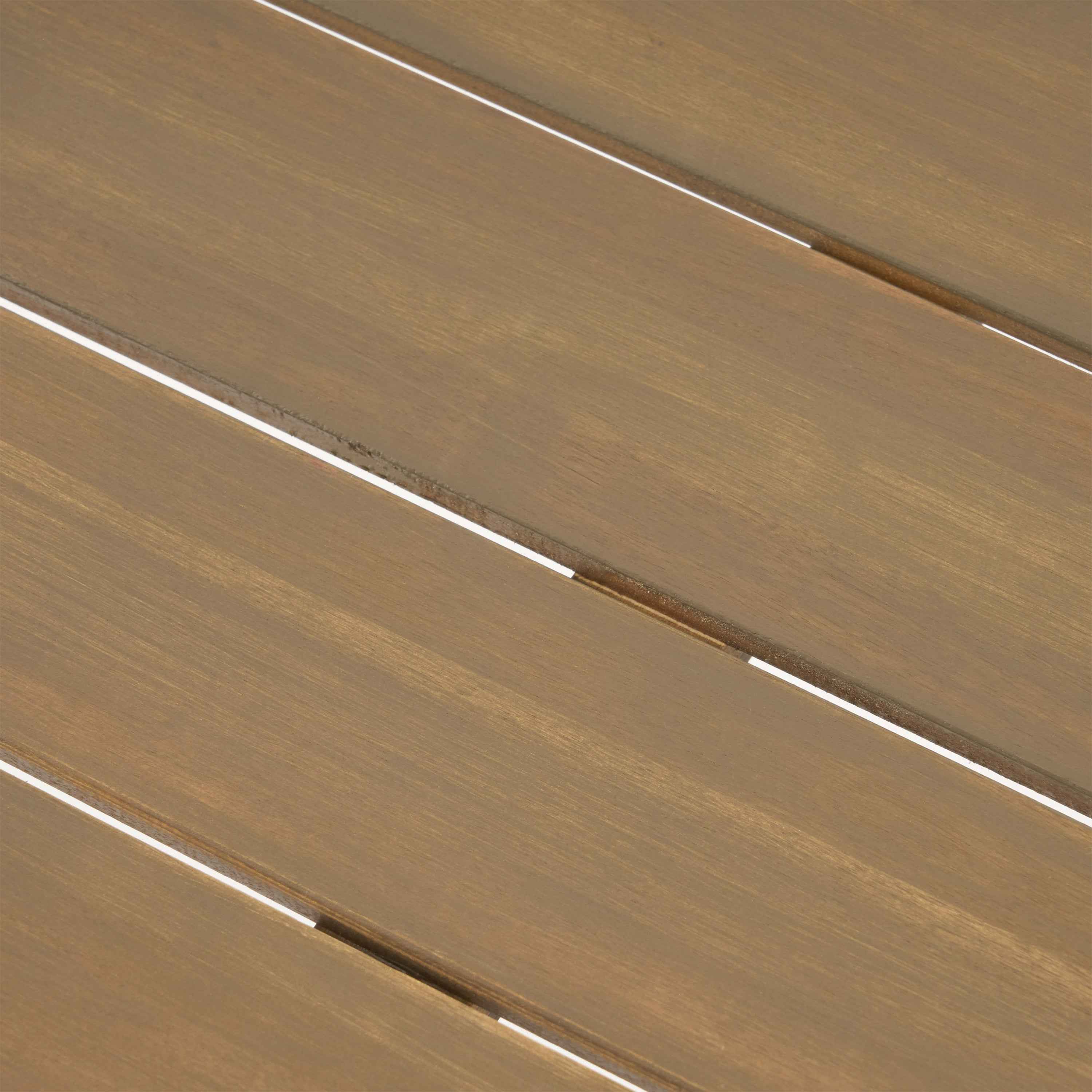 Modern Industrial Outdoor Acacia Wood Dining Table with Grey/Rustic Metal Frame