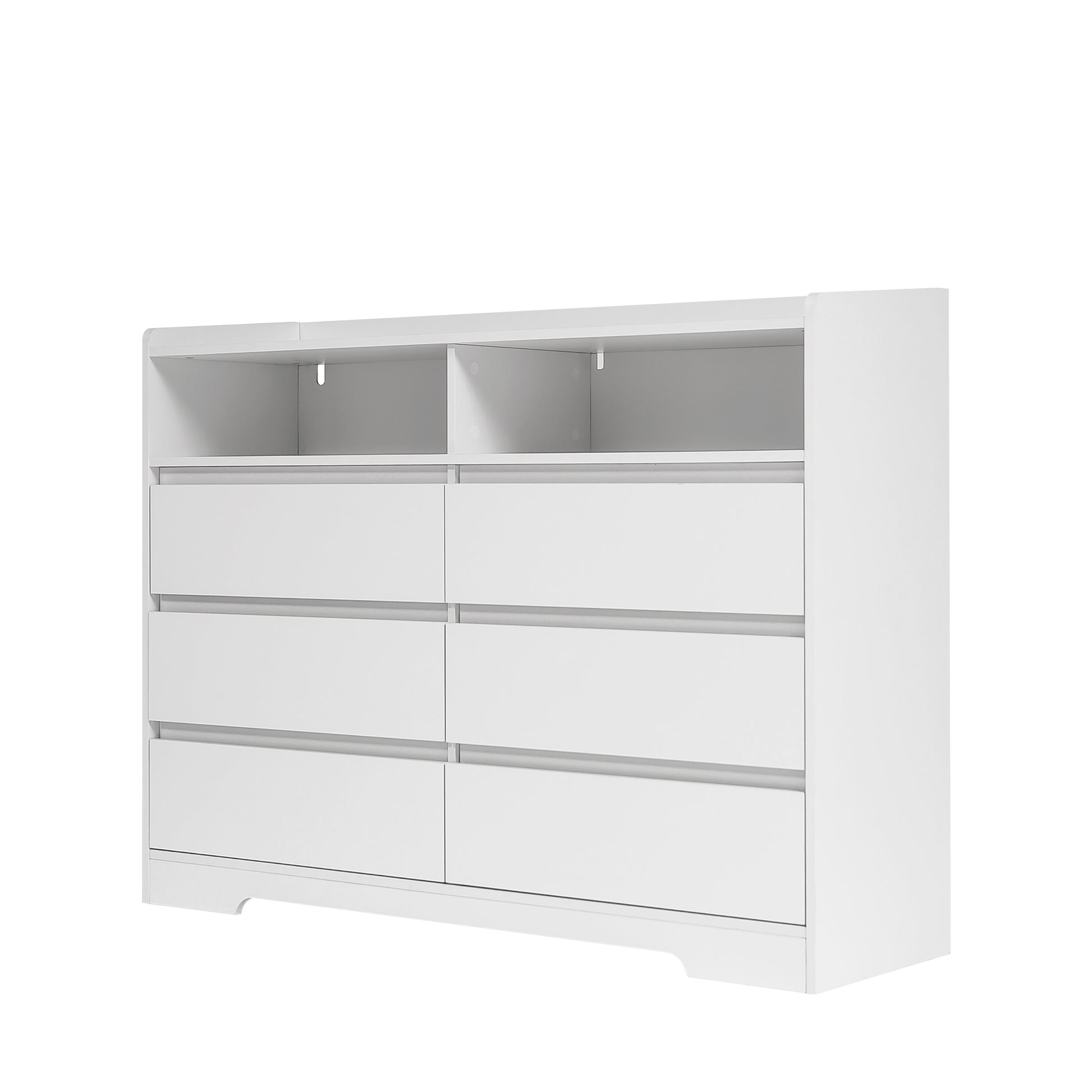 6 Drawer Dresser, White Dresser for Bedroom with LED Lights, Modern Dressers & Chests of Drawers with Sturdy Frame for Living Room, Entryway, Hallway - Abrihome