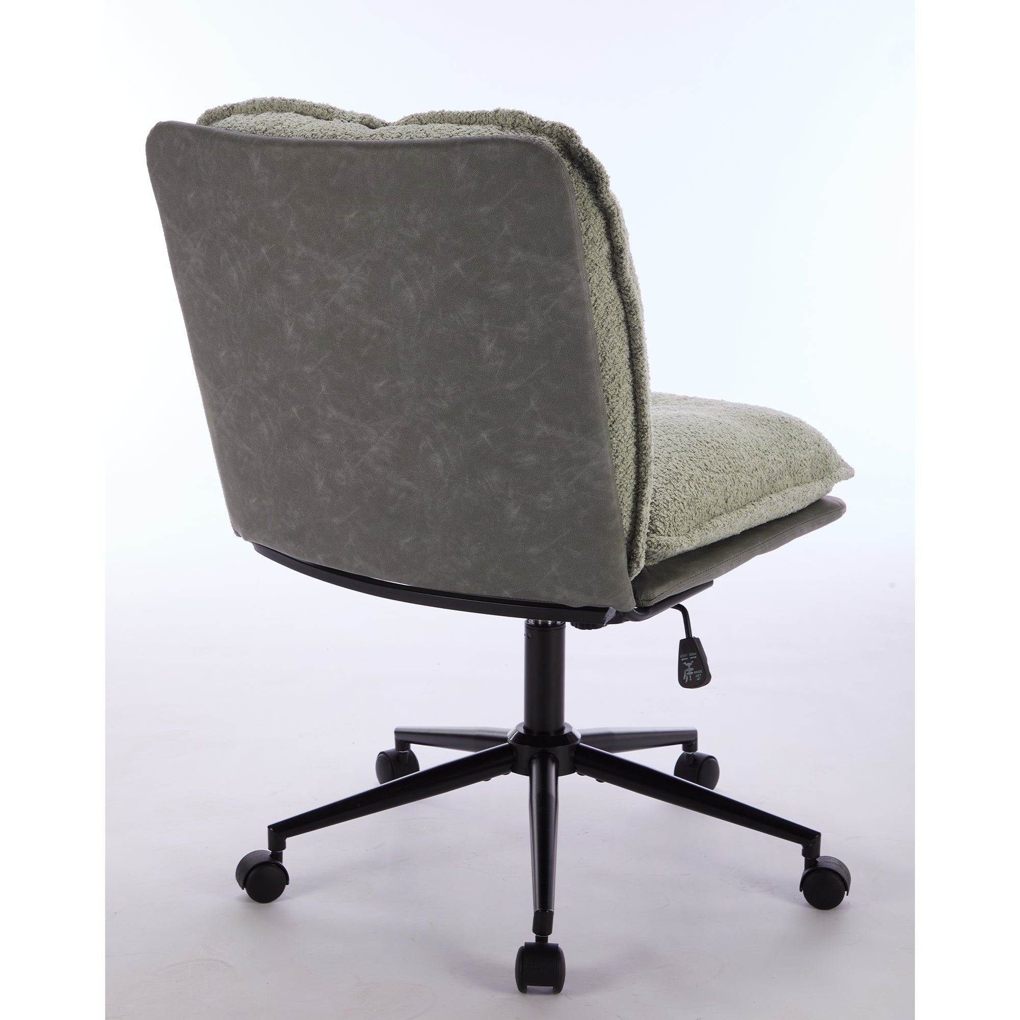 Oversize Seat Cirss Cross Chair with Wheels, Elegant Design Computer Chair, Adjustable Height 360° Rolling Swivel Home Office Chair for Small Space, Dressing Room, Living Room (GRAY+GREEN)