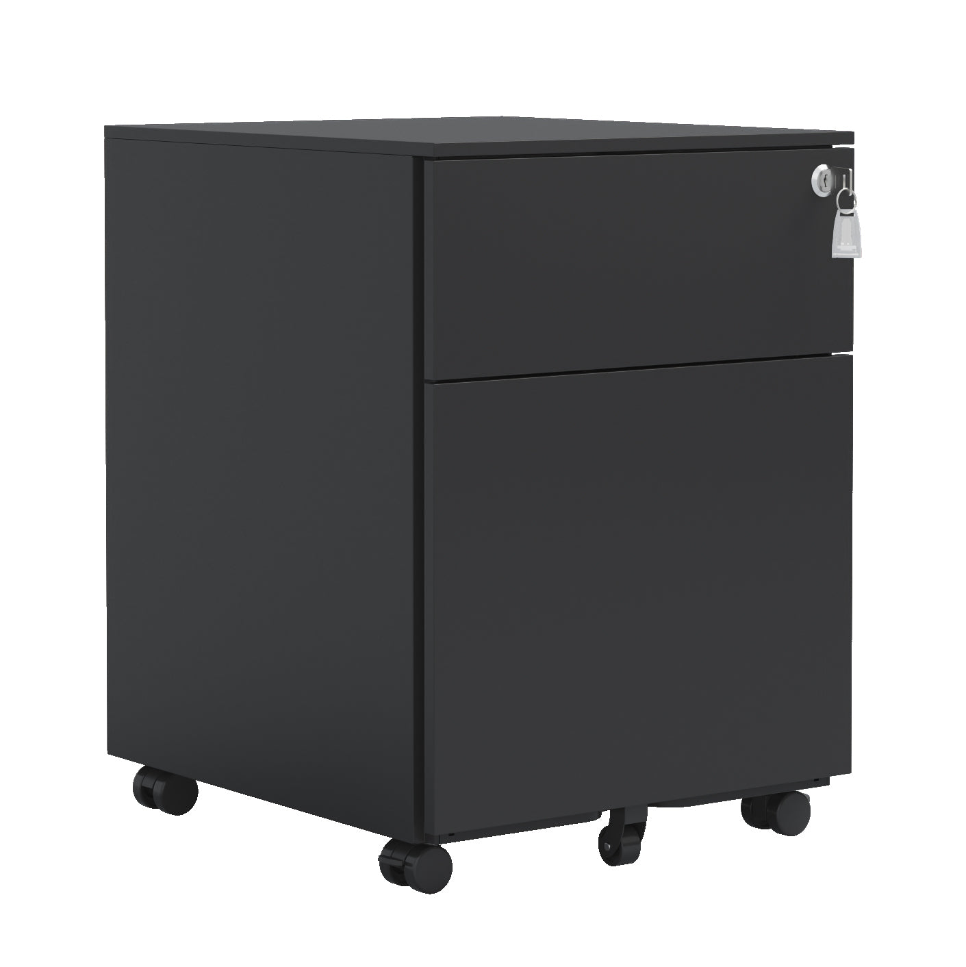 2 Drawer Mobile File Cabinet with Lock Steel File Cabinet for Legal/Letter/A4/F4 Size, Fully Assembled except for Wheels, Home/ Office Design, Black