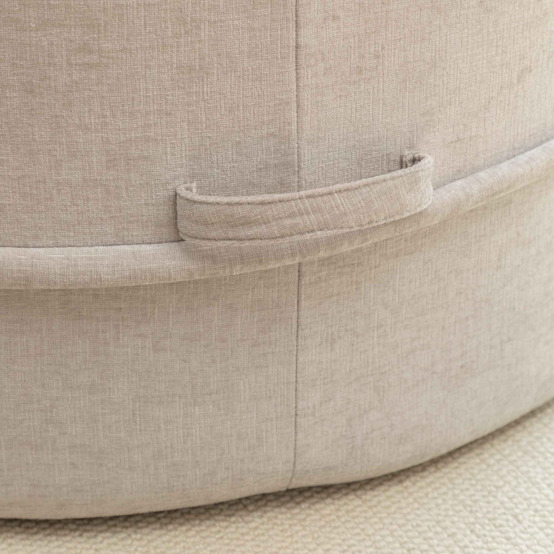 Modern Oversized  Gray Round Barrel Accent Chair with Ottoman – Velvet Upholstered Lounge Armchair with 5 Pillows for Living Room or Bedroom