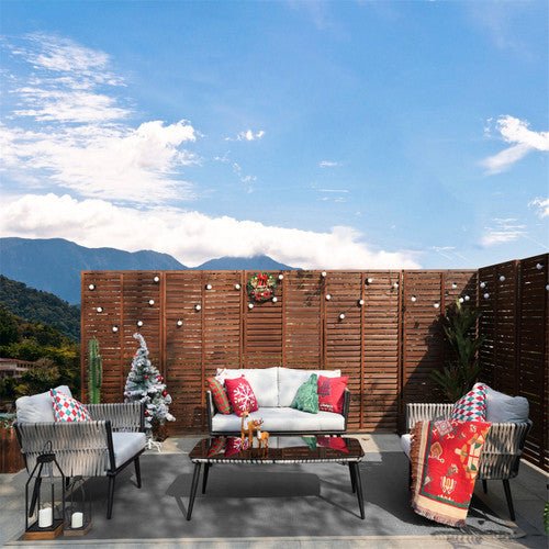 4-Seat Patio Aluminum Frame Wicker Sofa Set with Coffee Table (PAS-1649B) - Direct Wicker