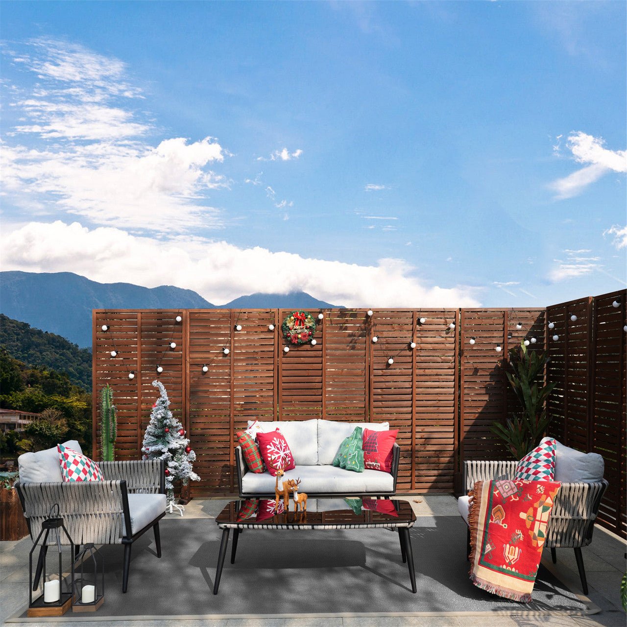 4-Seat Patio Aluminum Frame Wicker Sofa Set with Coffee Table (PAS-1649B) - Direct Wicker