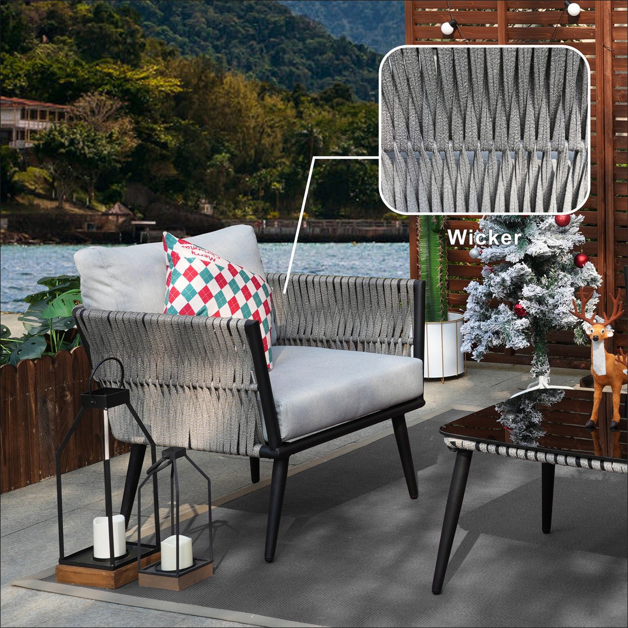 4-Seat Patio Aluminum Frame Wicker Sofa Set with Coffee Table (PAS-1649B) - Direct Wicker
