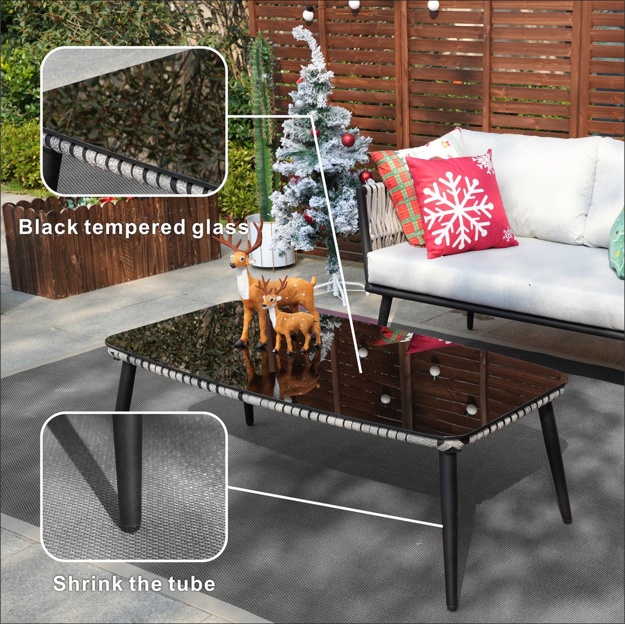 4-Seat Patio Aluminum Frame Wicker Sofa Set with Coffee Table (PAS-1649B) - Direct Wicker