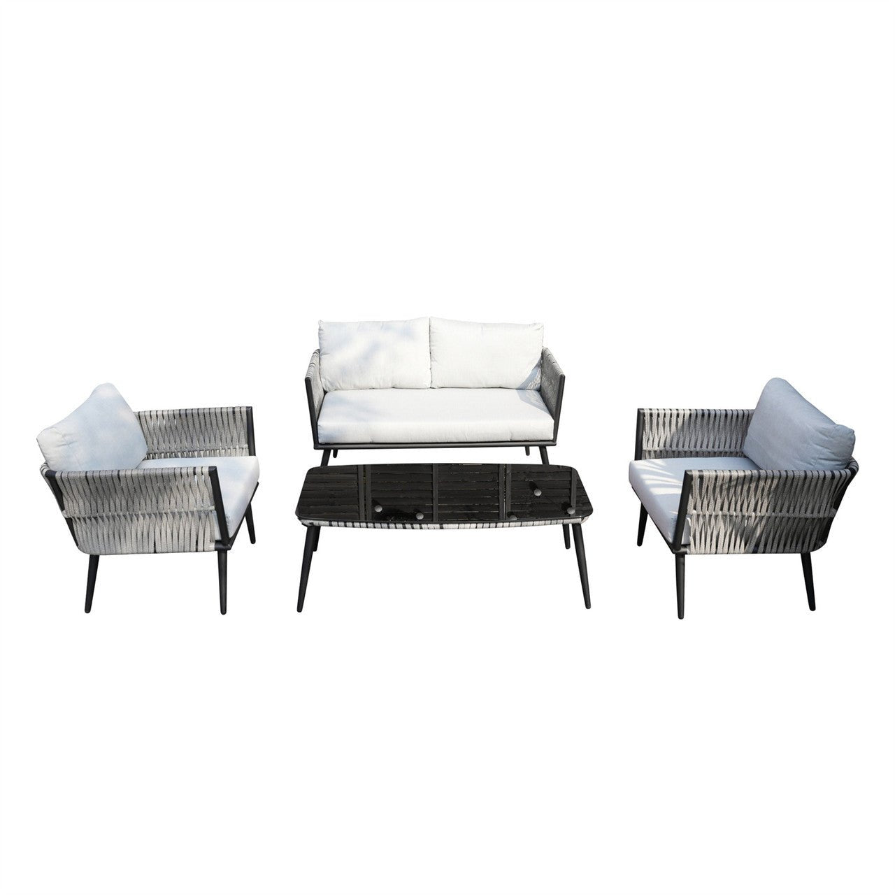 4-Seat Patio Aluminum Frame Wicker Sofa Set with Coffee Table (PAS-1649B) - Direct Wicker