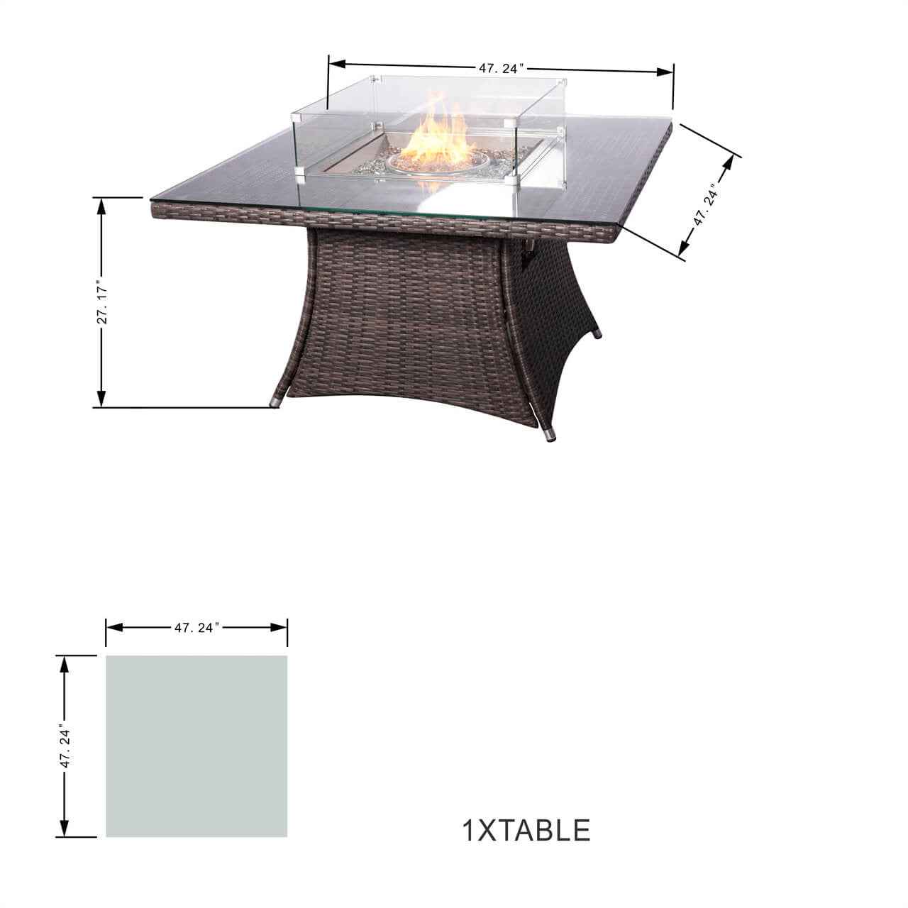 4-Seat Square Fire Pit Table (PAG-1104-T)