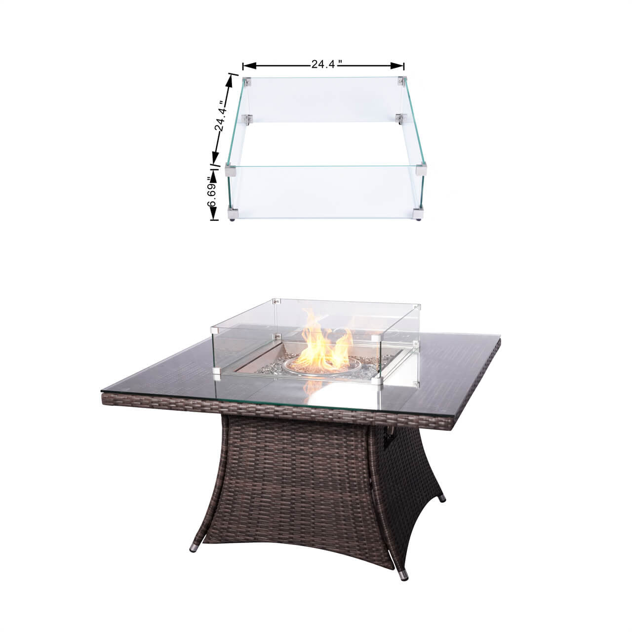 4 - Seat Square Fire Pit Table (PAG - 1104 - T) - Direct Wicker